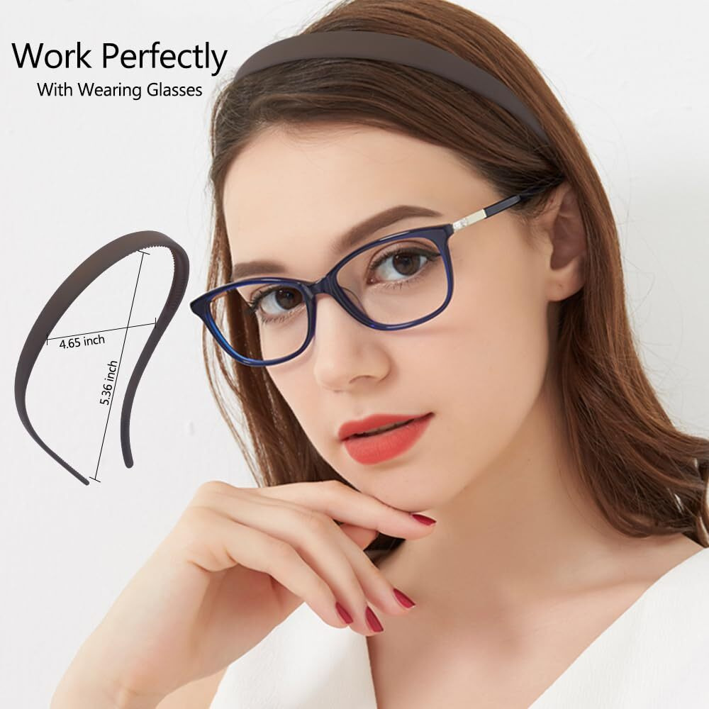 Tobatoba Flex No Pressure Headbands  Headbands For Glasses Wearers  Sunglasses Headband No Headache Headband Comfortable Headbands  Matte Plastic Headbands With Teeth  Non Slip For Women Girls