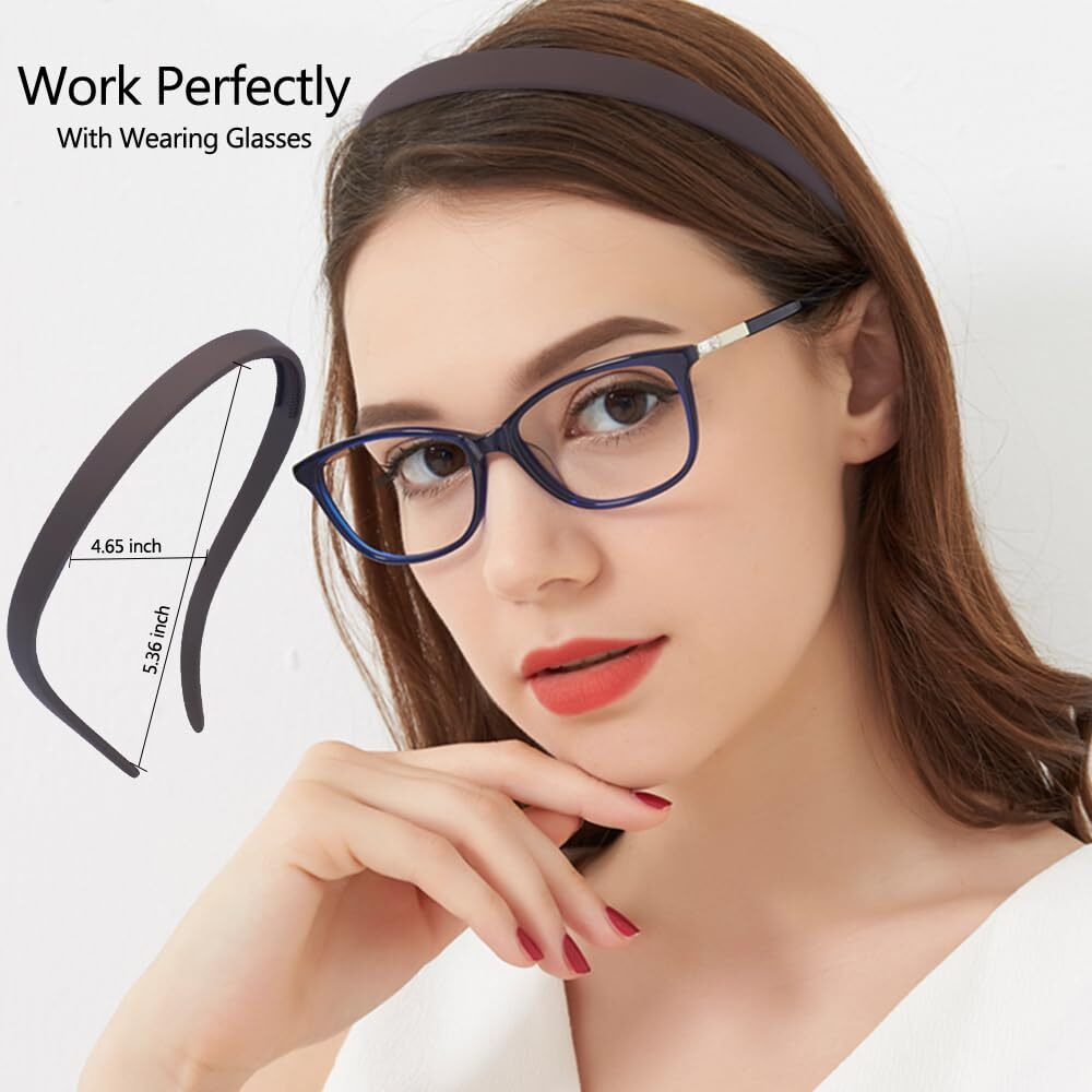 Tobatoba Headbands For Glasses Wearers No Pressure No Headache Headbands Square Headband Sunglasses Headband For Women Comfortable Headbands For Girls  Womens Headbands Non Slip With Teeth 6Pcs