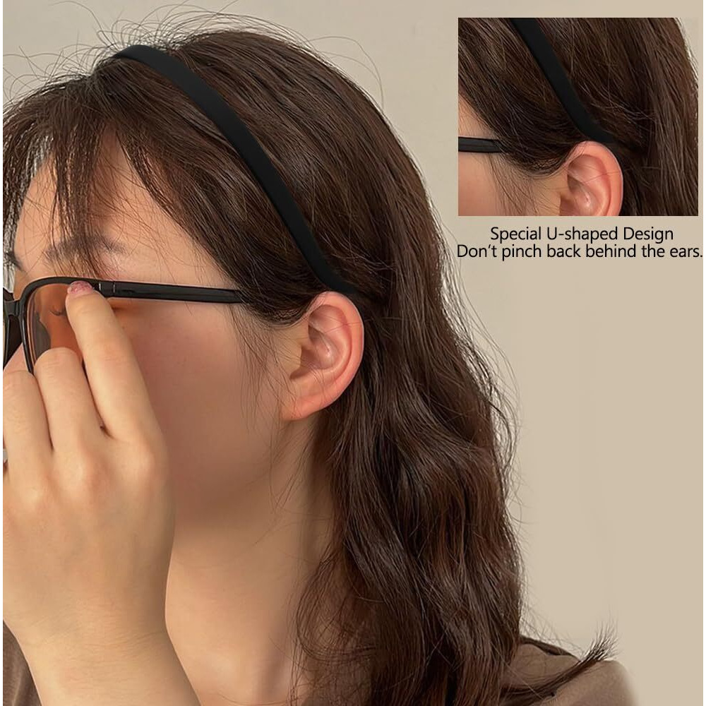 Tobatoba Headbands For Glasses Wearers No Pressure No Headache Headbands Square Headband Sunglasses Headband For Women Comfortable Headbands For Girls  Womens Headbands Non Slip With Teeth 6Pcs