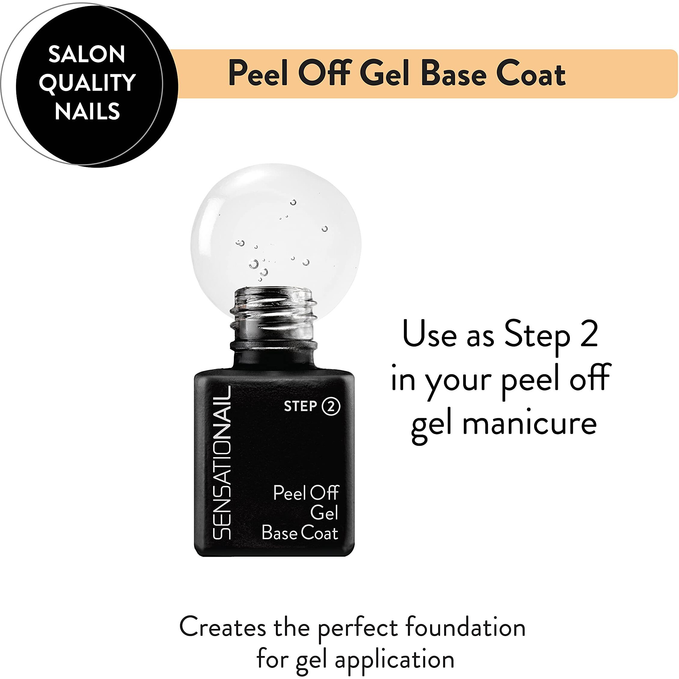 Sensationail Peel Off Formula Gel Nail Polish Base Coat Refill  Clear  0.25 Fl Oz