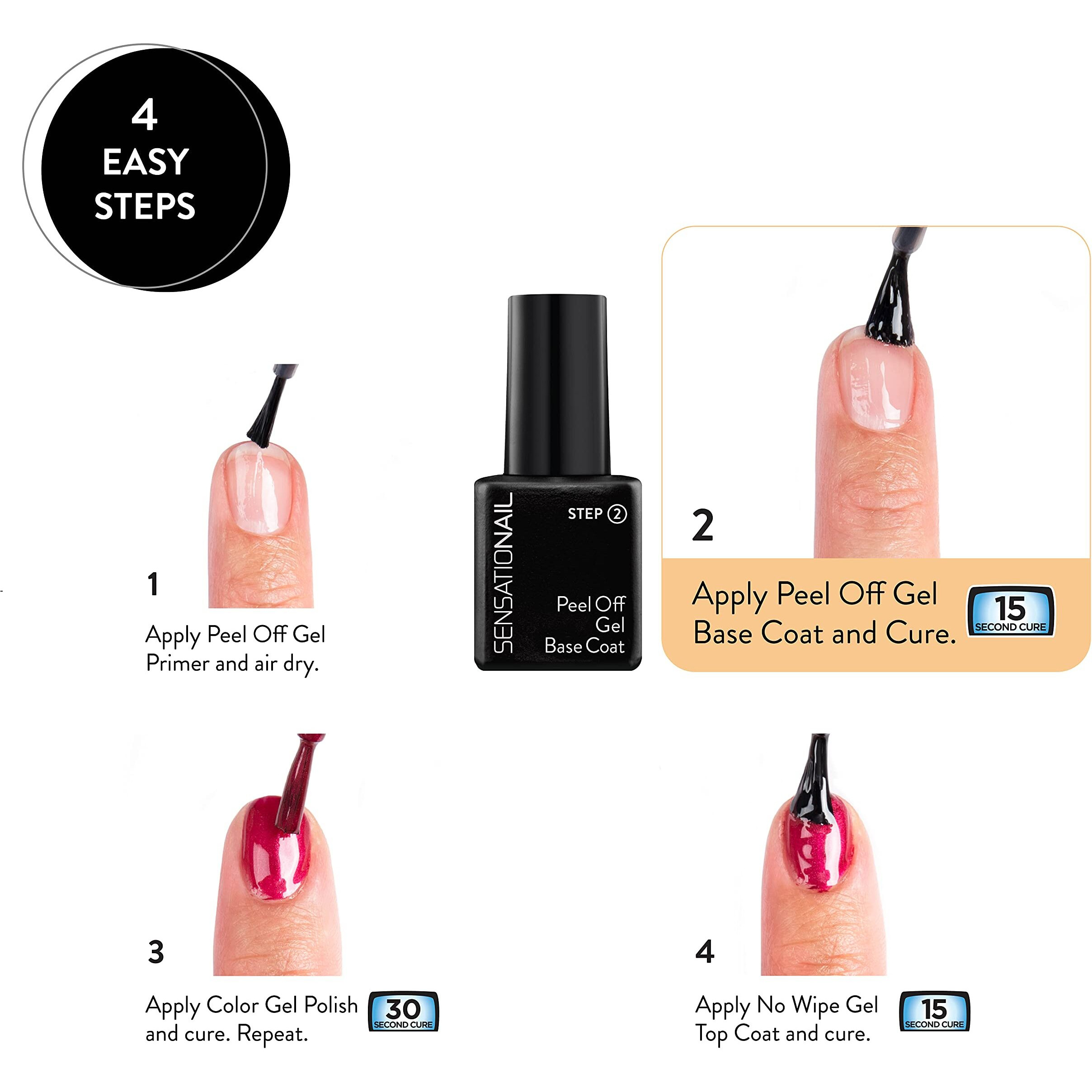 Sensationail Peel Off Formula Gel Nail Polish Base Coat Refill  Clear  0.25 Fl Oz