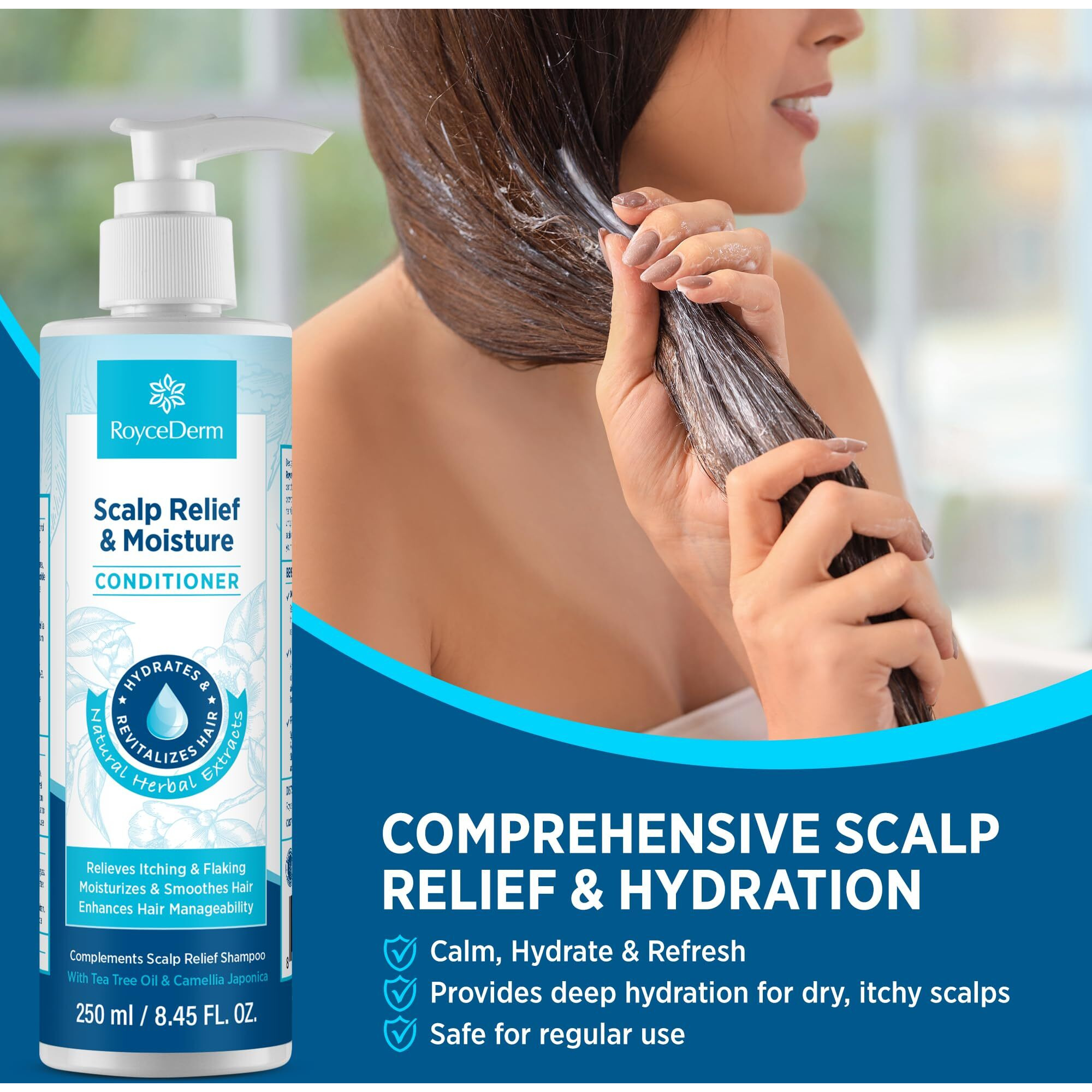 Roycederm Scalp Relief & Moisture Conditioner Hydrating & Nourishing Formula With Jojoba Oil  Aloe Vera & Camellia Oil  Soothes Dry  Itchy Scalp