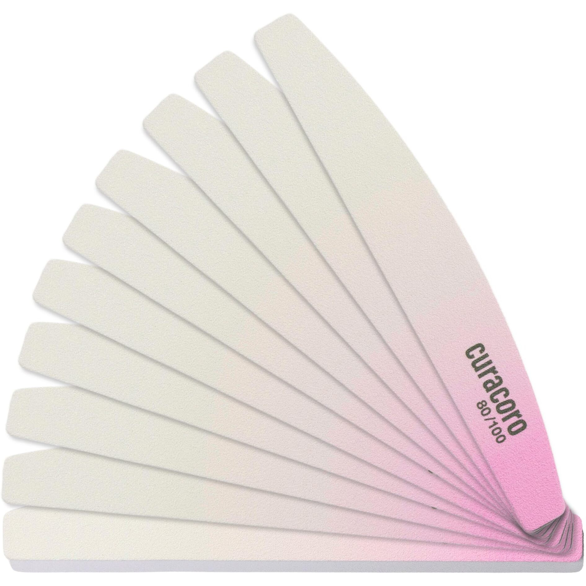 Curacoro 10 Pcs Nail File - Professional Half-Moon Nail Files Double Sided Emery Board (80/100 Grit)  Washable Nail Files And Buffers  Smooths & Shapes Nails  Manicure & Pedicure Buffing Tools