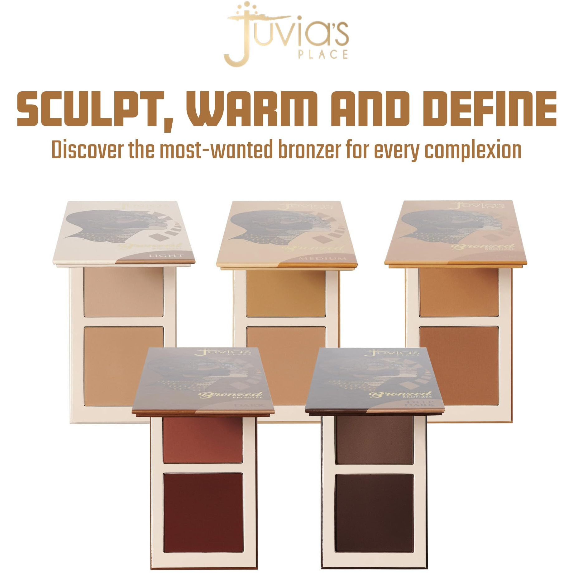 Juvia's Place Bronzed Duo Bronzer Medium - Soft Matte Bronzer  Contour Powder  Bronzer Pressed Powder  Long-Wearing & Buildable Bronzing Powder - Suitable For Medium Skin Tone