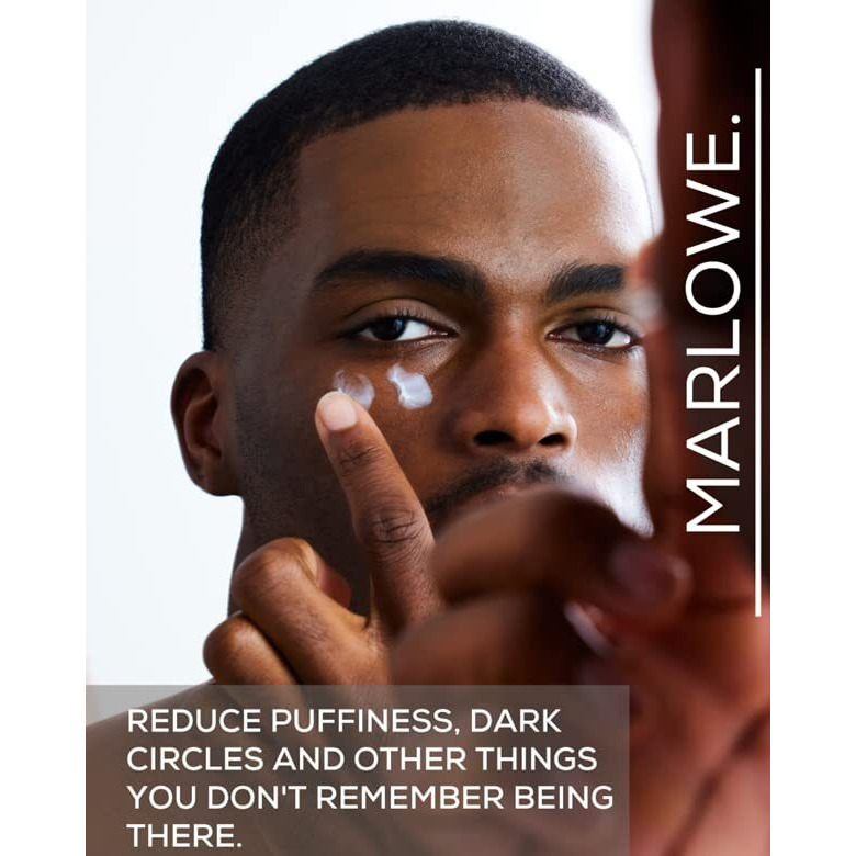 Marlowe. No. 127 Mens Eye Cream With Vitamin C  Caffeine And Moisturizing Squalane For Puffiness  Wrinkles & Dark Circles  Targeted Under Eye Skin Care  0.5 Fl Oz