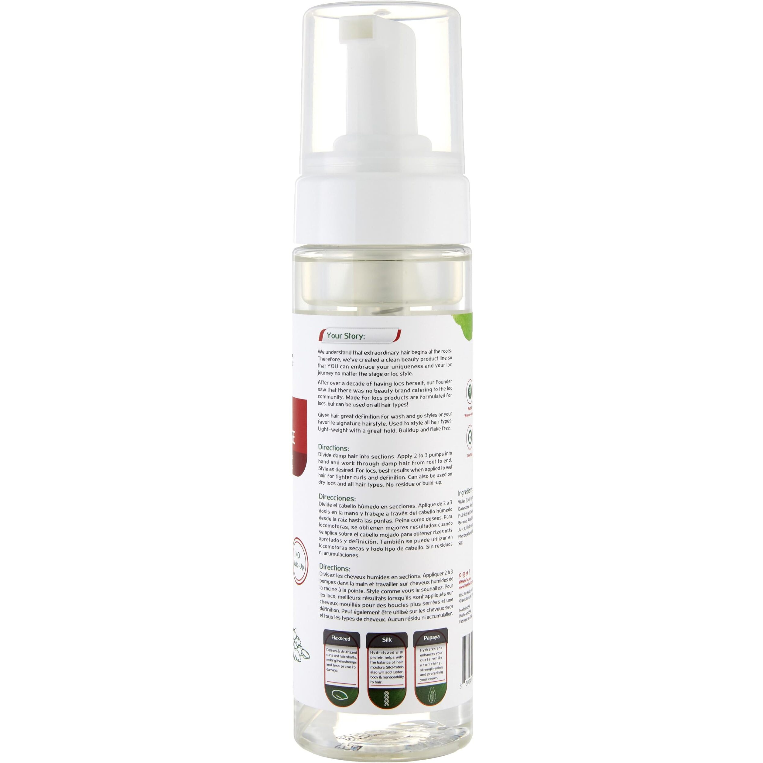 Locs Styling Flaxseed Mousse | Build-Up Free With No White Flakes- Non Sticky | 7 Oz