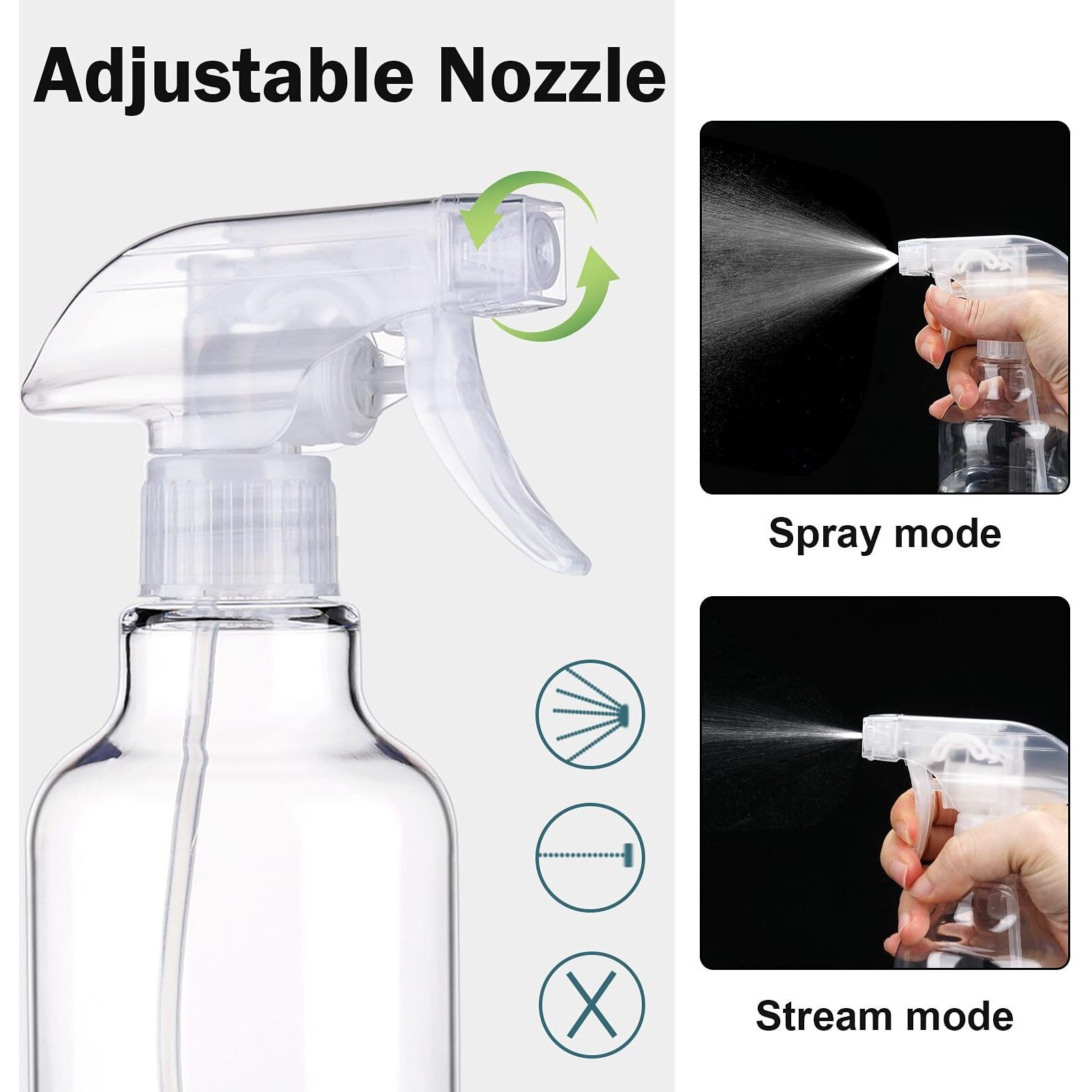 3 Pack Plastic Spray Bottles Empty Spray Bottle 10Oz/300Ml Heavy Duty Spraying Bottles Mist/Stream Water Bottle For Cleaning Solutions  Essential Oils  Hair  Cooking (Clear)