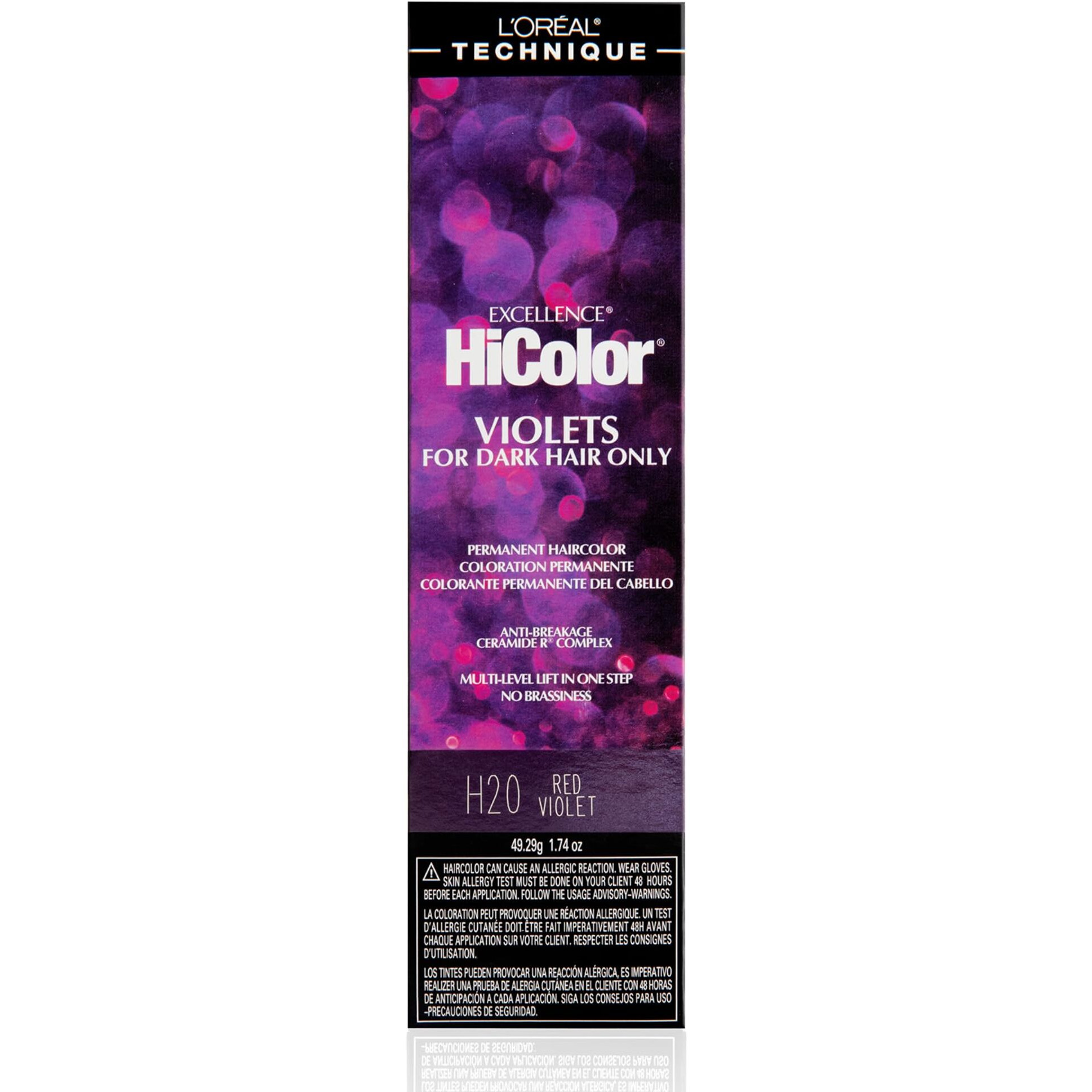 L'OrAl Technique Hicolor Violet & Blacks Permanent Hair Color | Anti-Breakage Ceramide R Complex | Multi-Lift With No Brassiness | For Dark Bases | Long Lasting Color | Red Violet