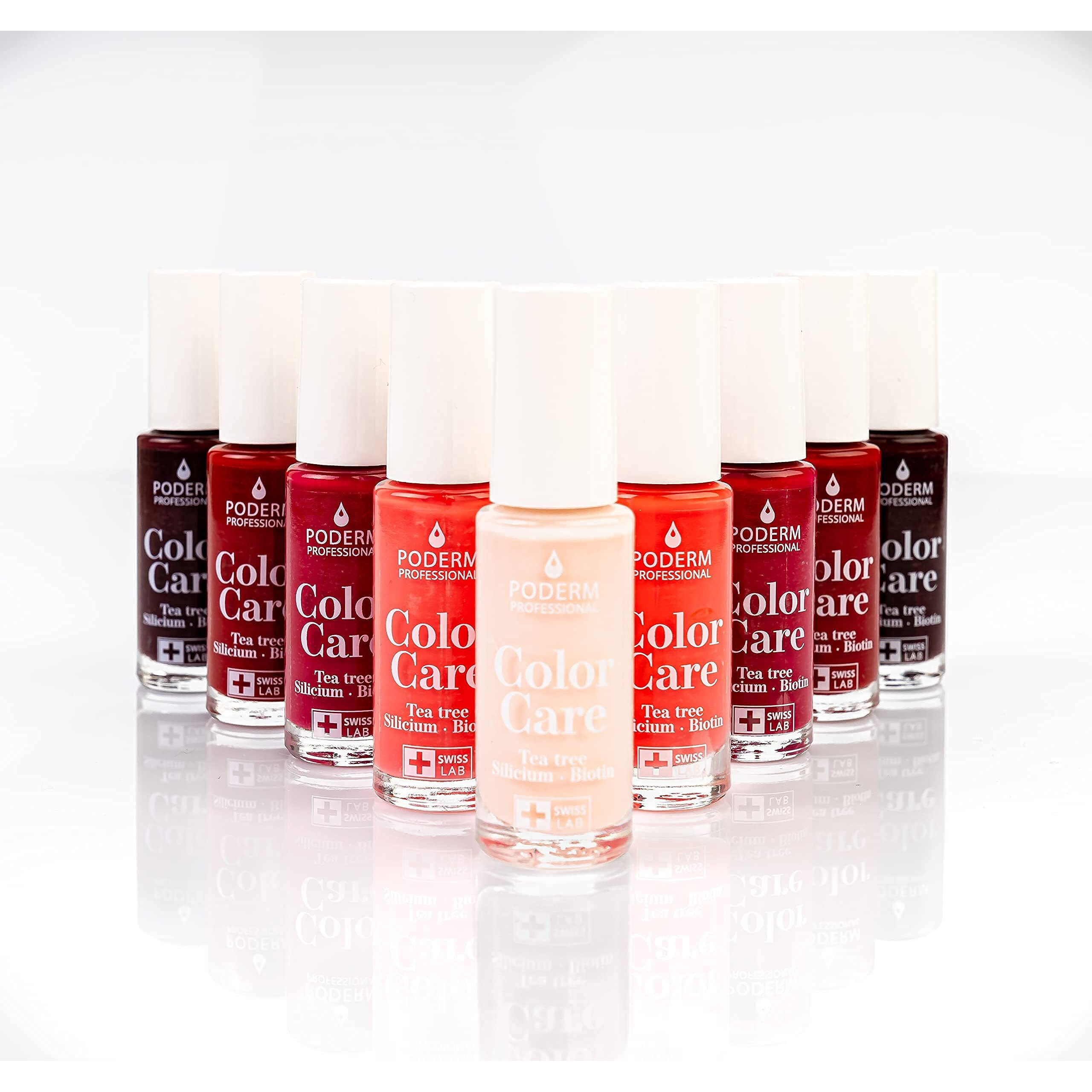 Poderm - Nail Polish - Enriched With Tea Tree - Improves Nail Appearance - Ingredients Natural/Vegan - Foot/Hand - Swiss Made (Coral Pink)