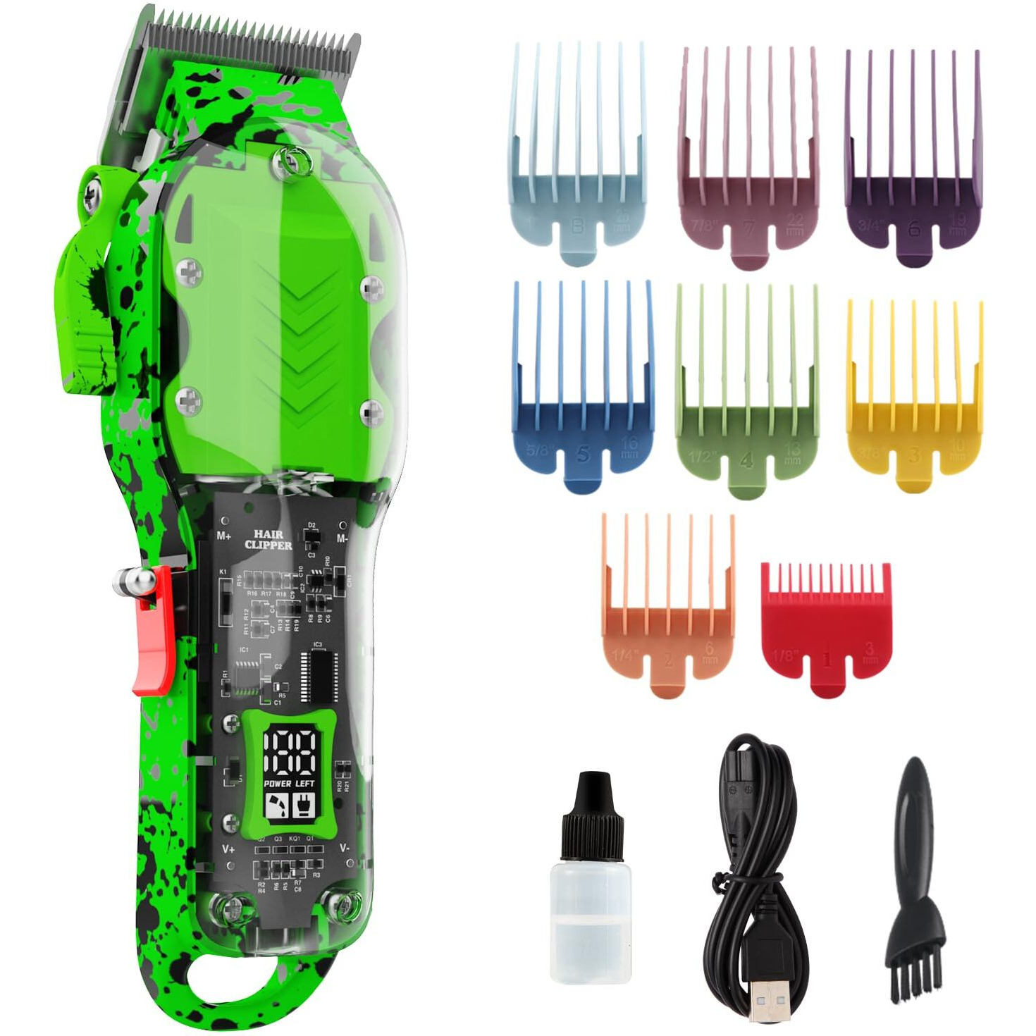 Professional Hair Clippers For Men  Cordless Barber Clippers For Hair Cutting & Grooming  Led Display Hair Clippers Set For Barber Haircut With 8 Fade Taper Combs