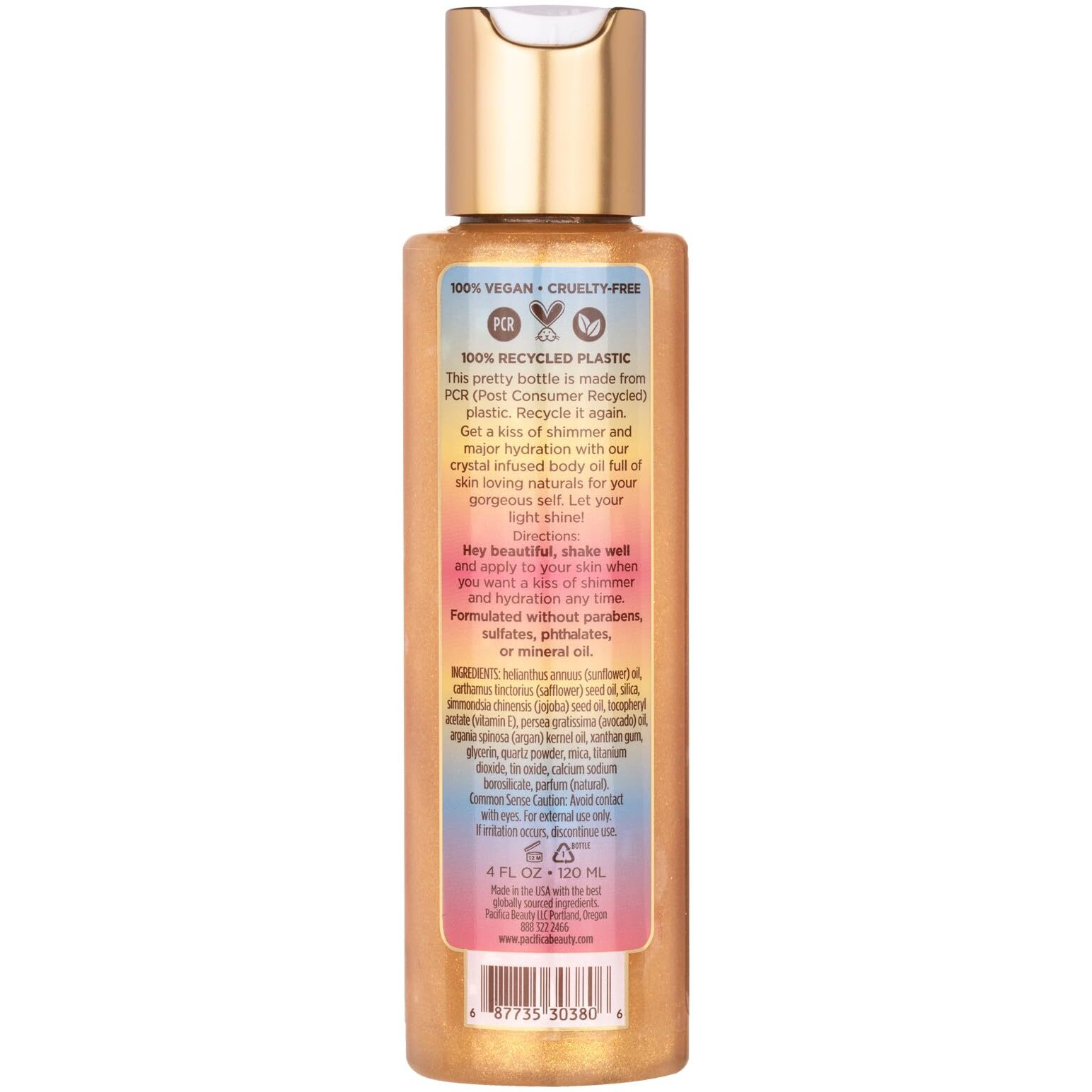 Pacifica Bronzing Body Oil | Crystal Bronze Shimmering Oil  Sparkly Hydrating And Nourishing Shimmer Scented Bronzing Drops  Vanilla  Coconut | Vegan And Cruelty Free