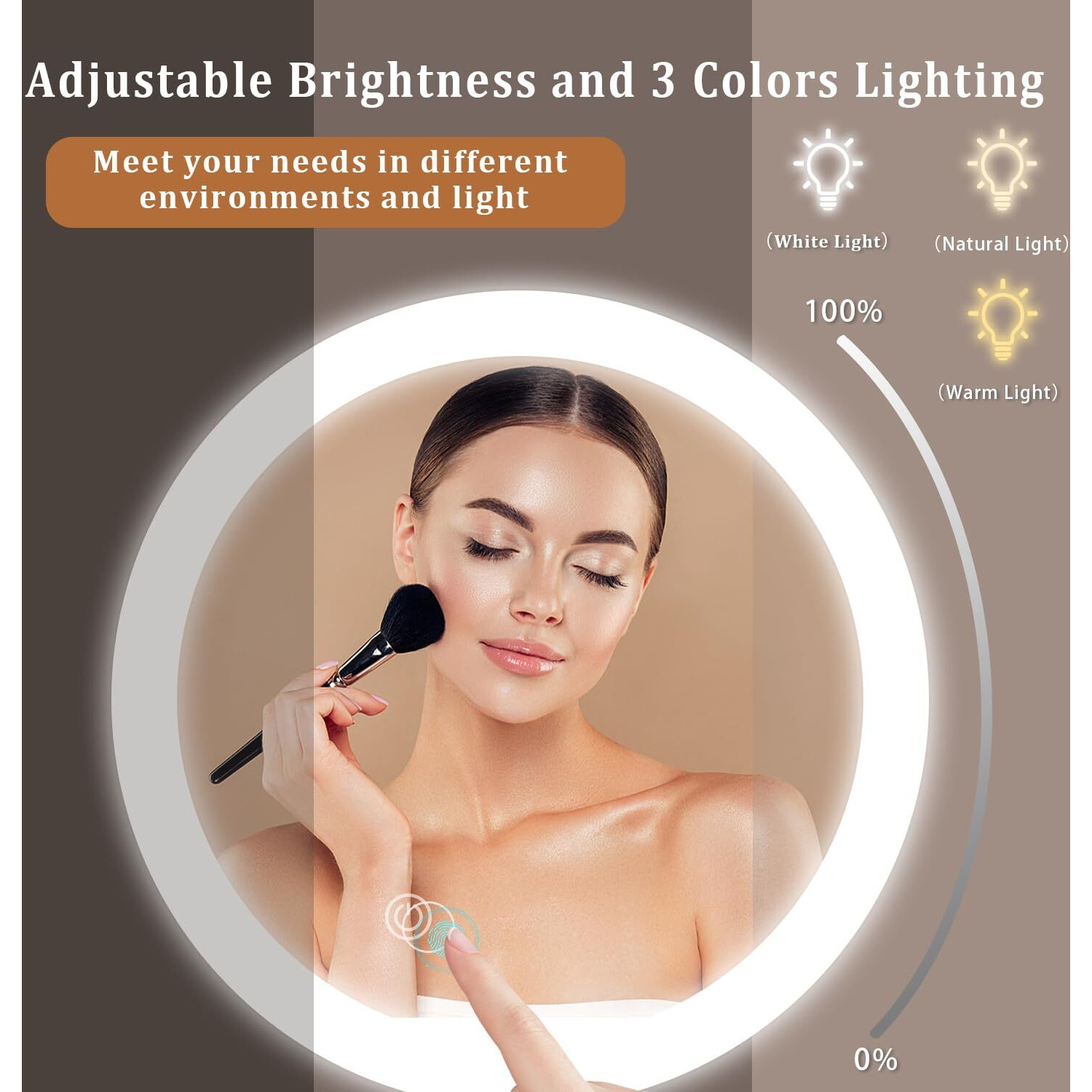 9In Makeup Mirror With Lights  3X/20X 5000Mah Rechargeable Lighted Makeup Mirror With Magnification  360 Rotate Magnifying Mirror 3 Color Dimmable Up 3800Lux 80 Leds No Height Adjustment Silvery
