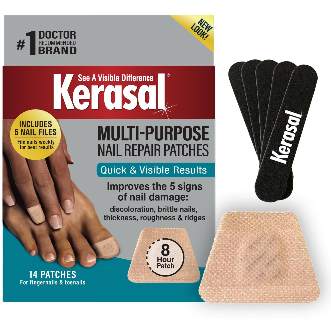 Kerasal Multi-Purpose Nail Repair Patches 14Ct And Pack Of 5 Files