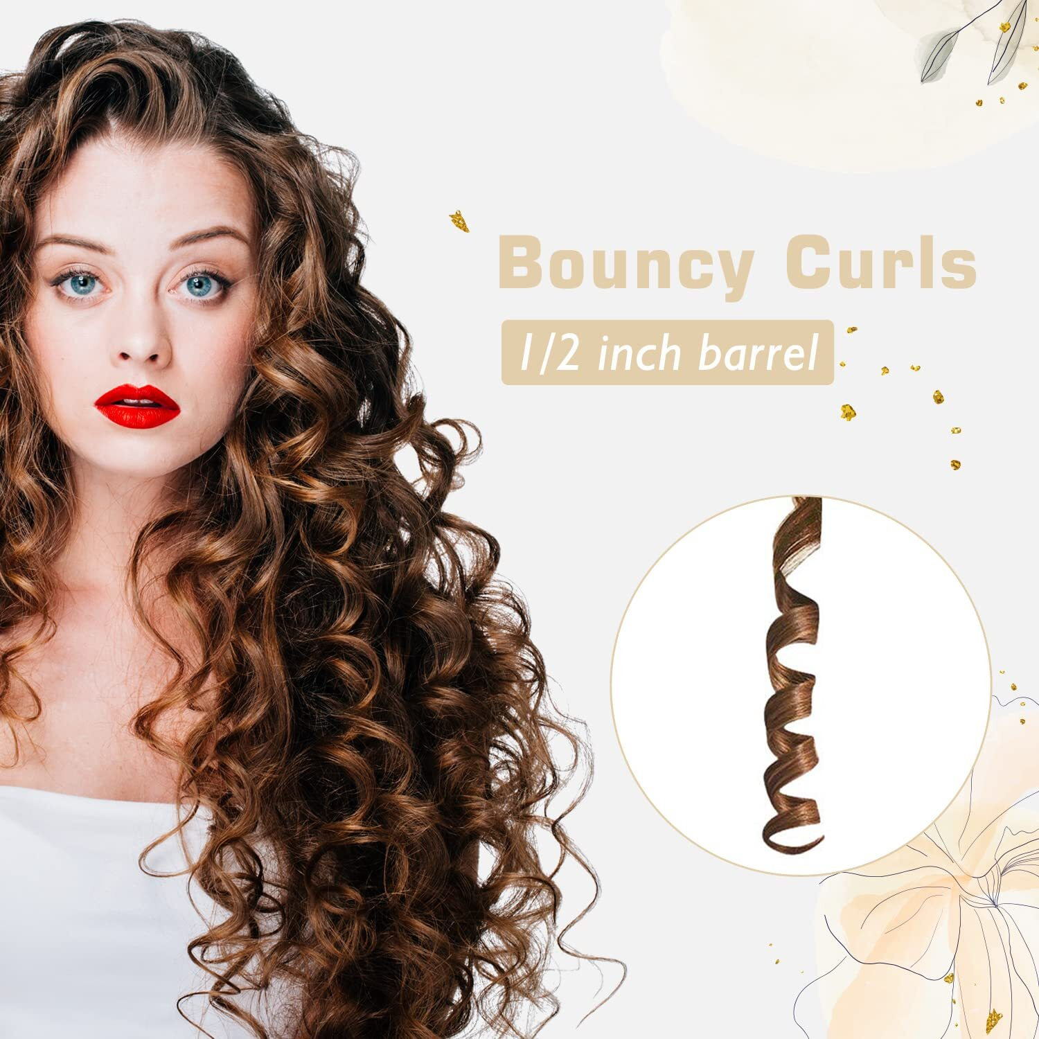 1/2 Inch Curling Iron For Short Hair  Dual Voltage Hair Curling Iron Ceramic  Professiona Curling Wand Tourmaline(Champagne Gold)