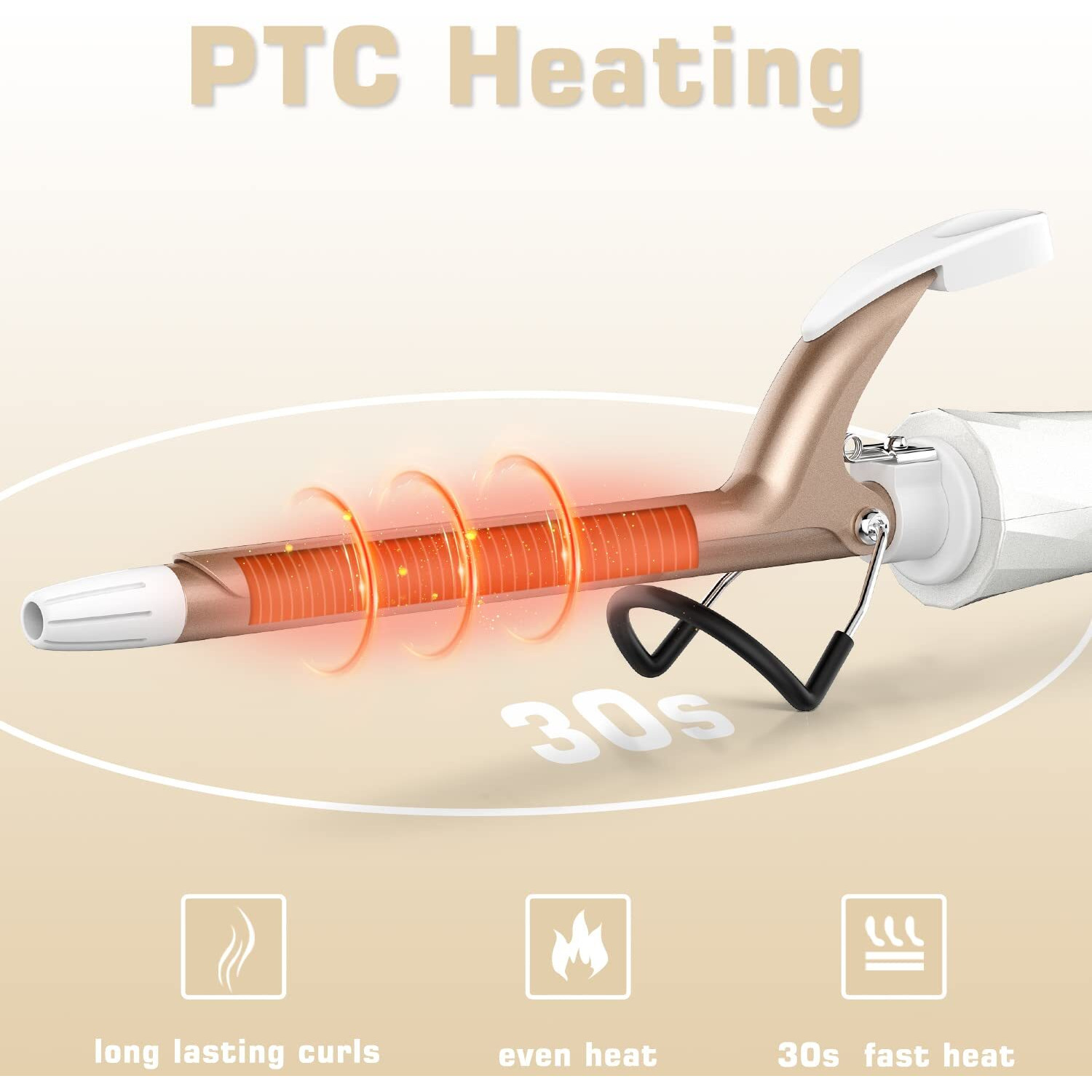1/2 Inch Curling Iron For Short Hair  Dual Voltage Hair Curling Iron Ceramic  Professiona Curling Wand Tourmaline(Champagne Gold)