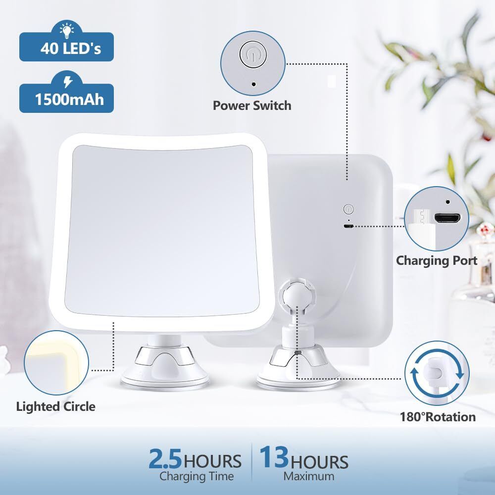 Pimplego Magnifying Mirror With Light 30X  Lighted Makeup Mirror With Magnification  Rechargeable Magnifying Mirror Suction Cup With 1500 Mah Lithium Battery  Vanity Mirror For Precision Makeup