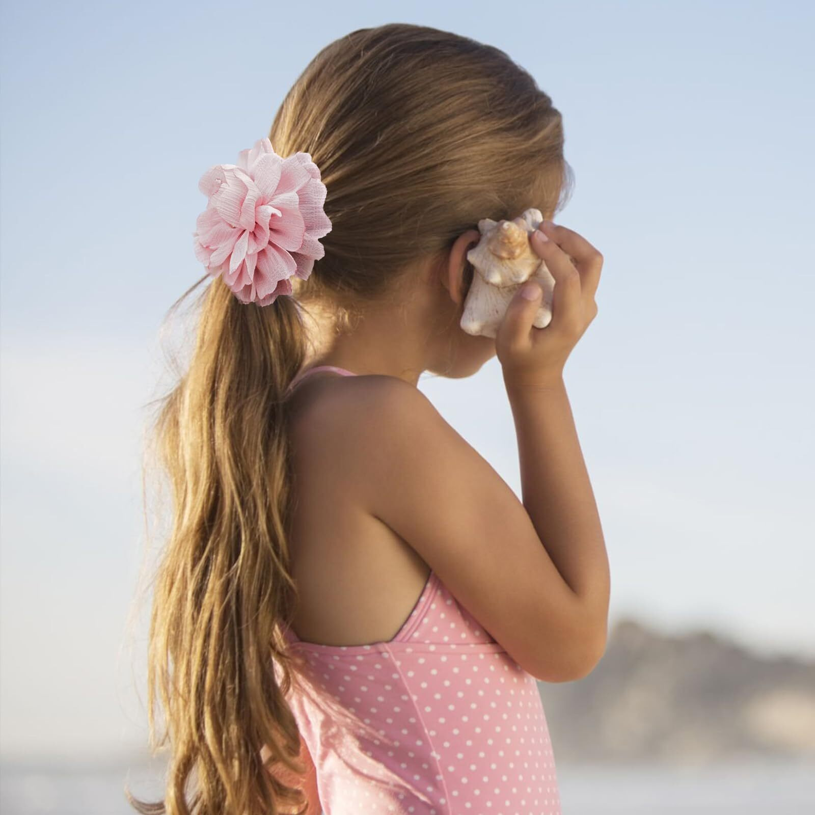 Xeewen 2 Pack Airtag Hair Ties Holder For Kids  Cute Flower Hidden Hair Elastic Band Gps Tracker Case For Apple Airtag (Pink White  Thick Hair)