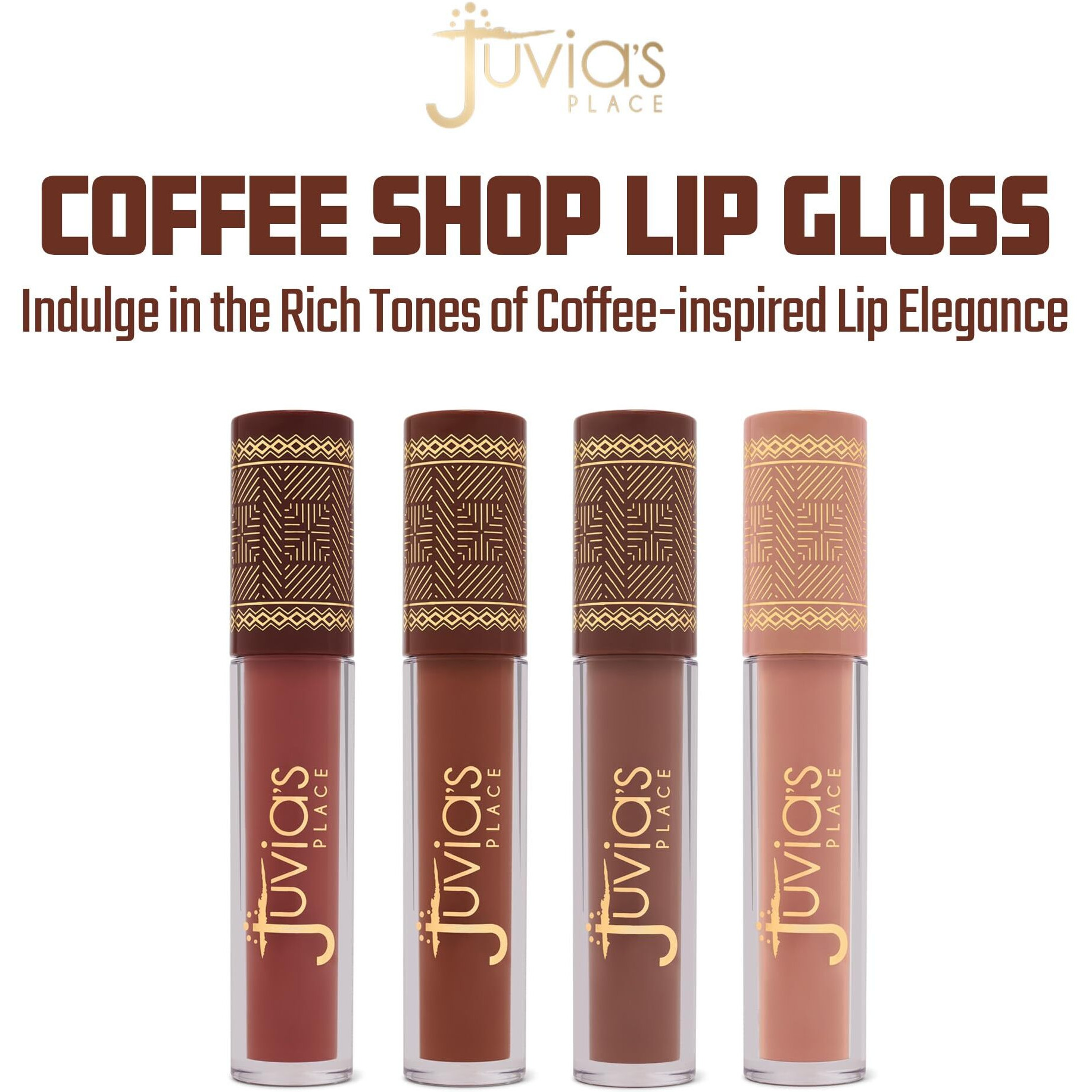 Juvia's Place Coffee Shop Lip Gloss Brown Sugar - Moisturizing Beauty Tinted Clear Glows Hydrating Long Lasting Plumping Shine Glossy Colored Pout Stains Plumper Light Glass Filler Glaze Balm Makeup