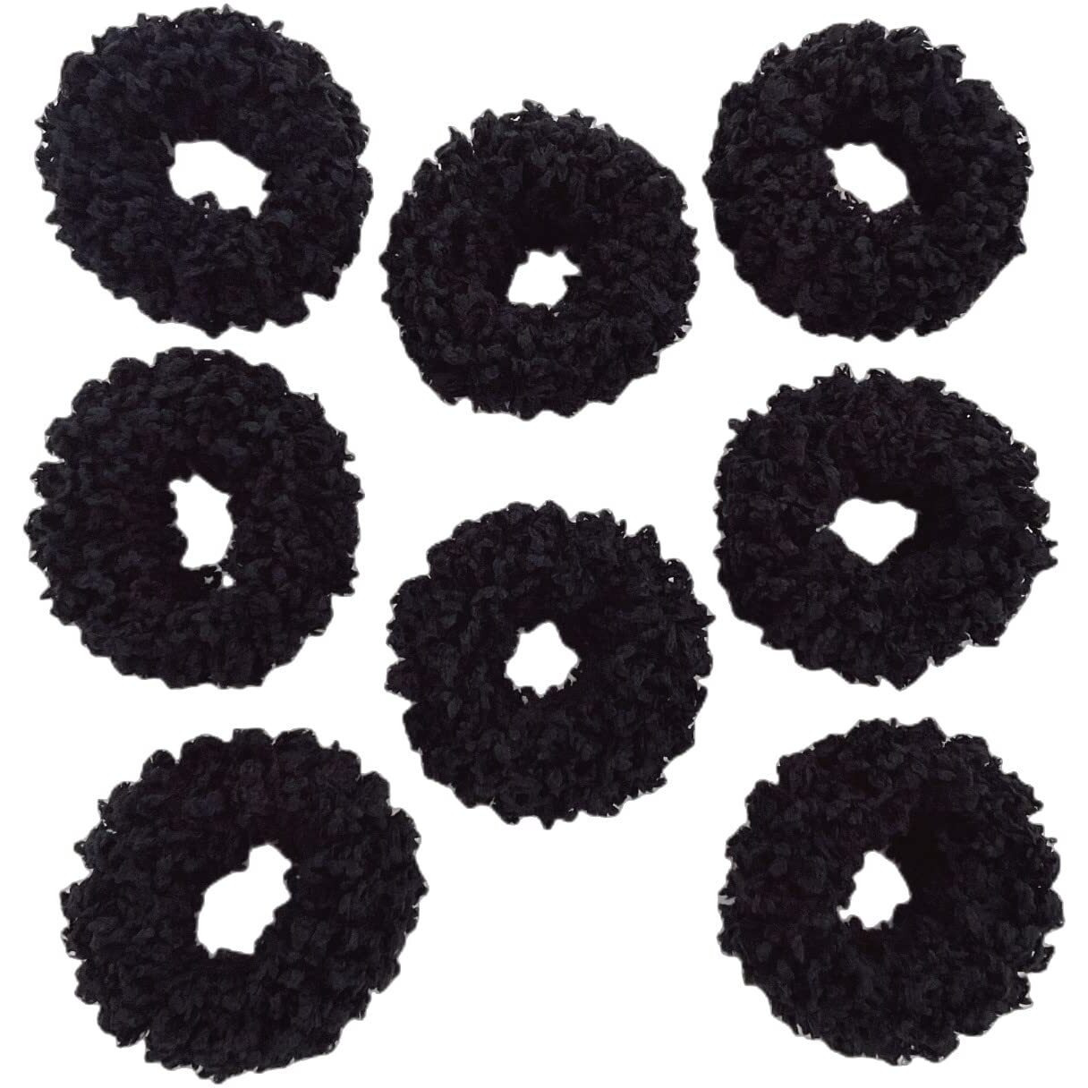 Grutyopkn 8Pcs Plush Scrunchie Hair Ties Large Scrunchie Fluffy Tied Hair Rope Cute Elastic Hair Bands Scrubchy Hair Accessories For Women And Girls (Black)