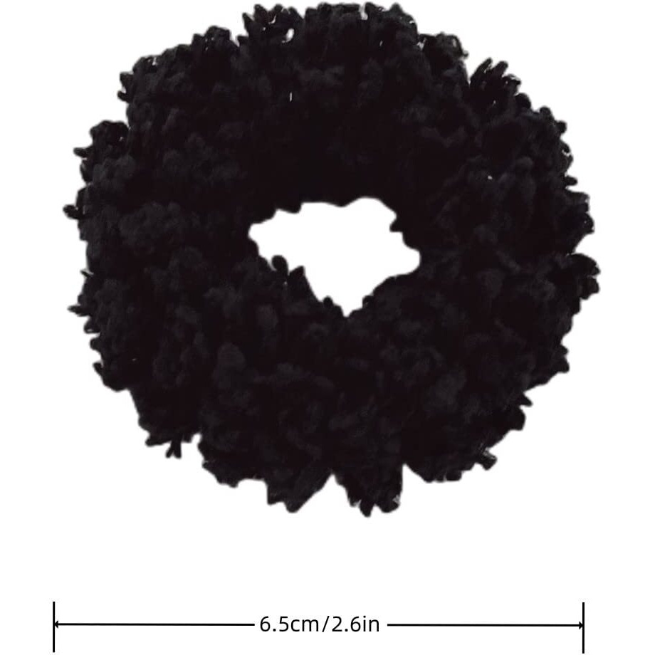 Grutyopkn 8Pcs Plush Scrunchie Hair Ties Large Scrunchie Fluffy Tied Hair Rope Cute Elastic Hair Bands Scrubchy Hair Accessories For Women And Girls (Black)