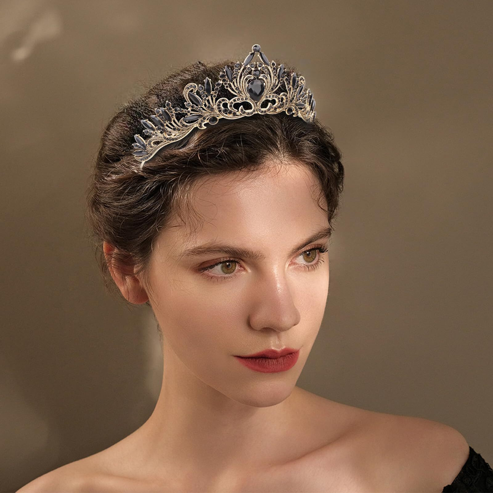 Black Crown  Cieher Black Crowns For Women Girls Black Tiara Black Swan Costume Gothic Wedding Crown Halloween Costume Vampire Accessories