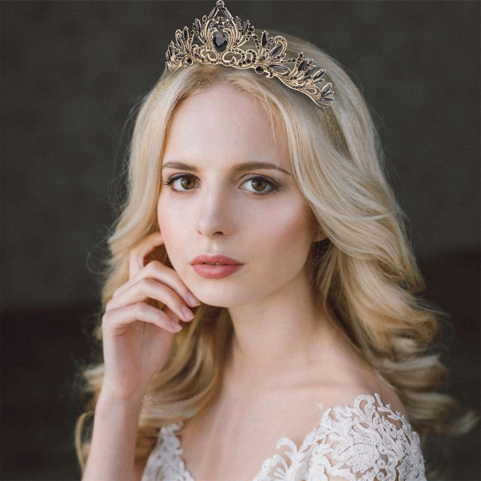 Black Crown  Cieher Black Crowns For Women Girls Black Tiara Black Swan Costume Gothic Wedding Crown Halloween Costume Vampire Accessories