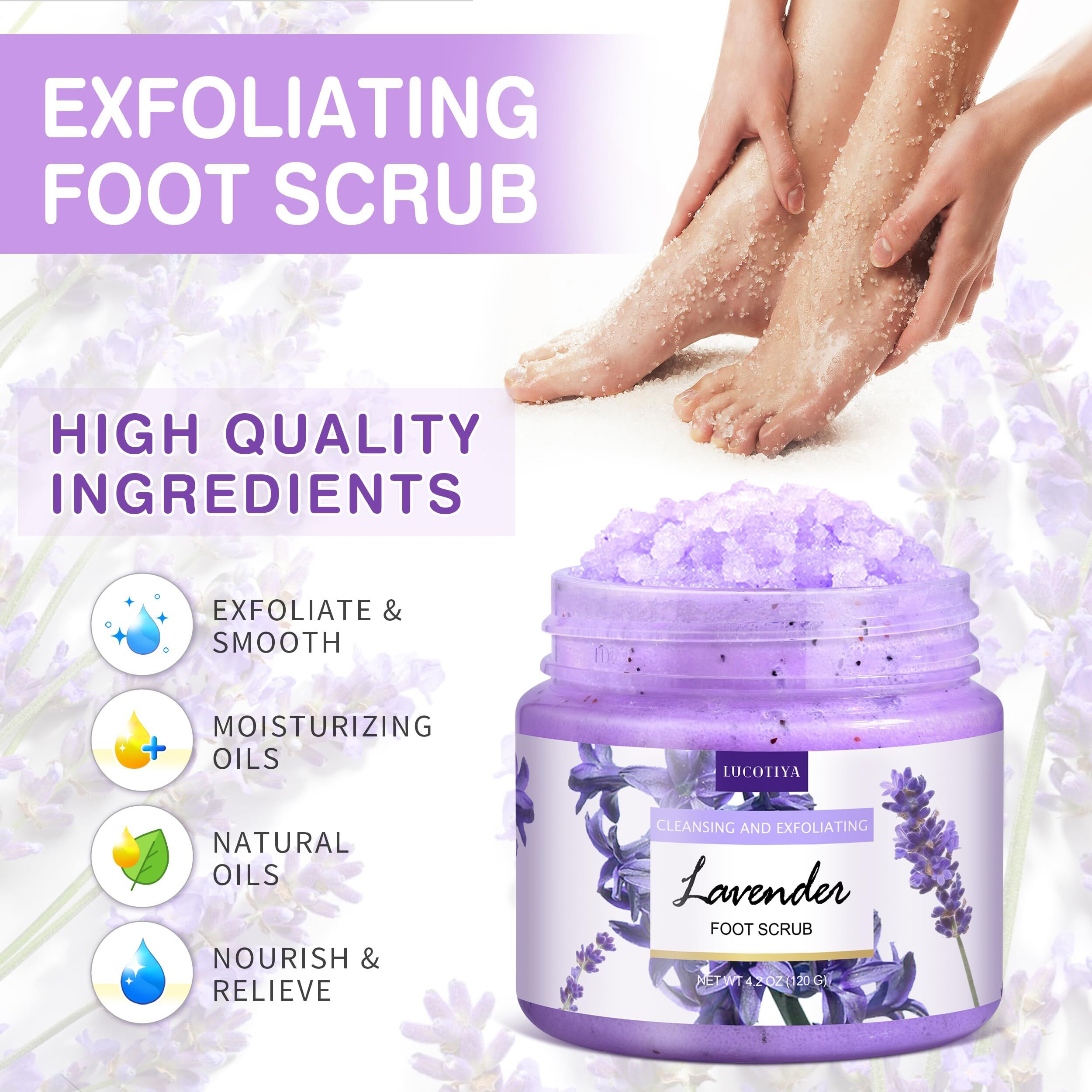 Foot Soak Set Feet Callus Remover Pedicure Set - Lavender Foot Soak Salts Foot File Foot Scrub & Urea Foot Cream Pedicure Supplies For Dry Cracked Feet Foot Spa Kit For Women