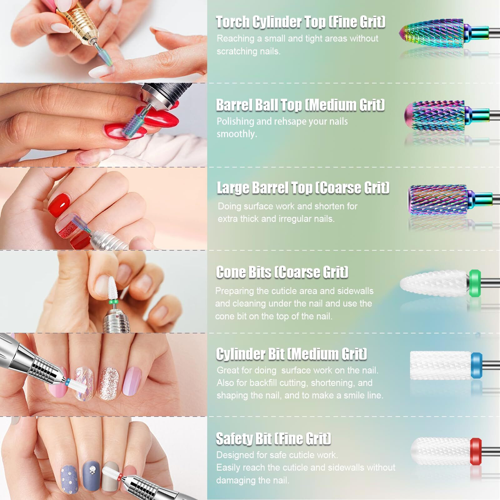 13Pcs Nail Drill Bits Set  3/32  Professional Drill Bits Nail Tech  Tungsten Carbide Ceramic Efile Nail Bits With Brush  Cuticle Remover Bits For Acrylic Gel Dip Powder Nail Manicure