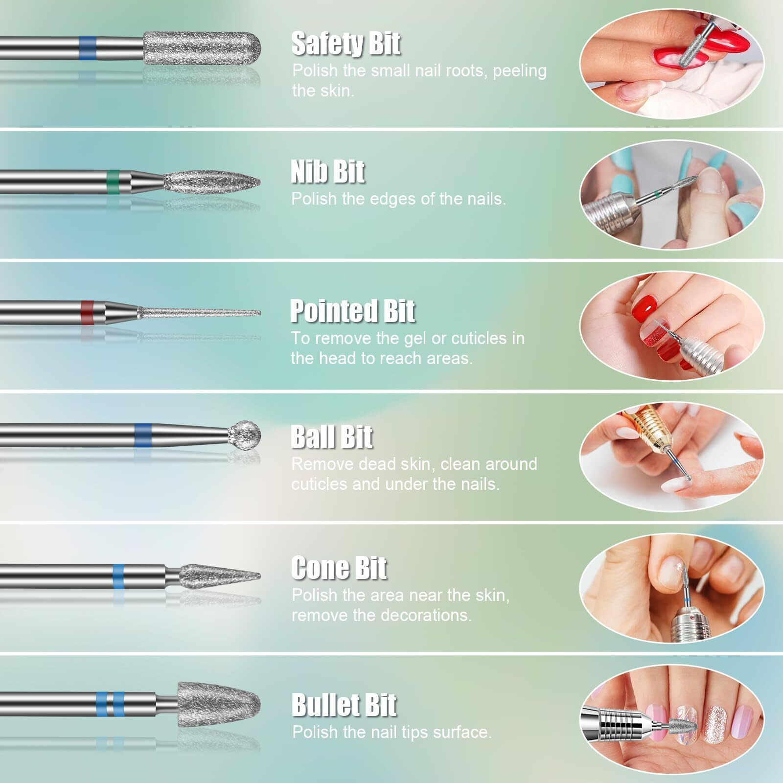 13Pcs Nail Drill Bits Set  3/32  Professional Drill Bits Nail Tech  Tungsten Carbide Ceramic Efile Nail Bits With Brush  Cuticle Remover Bits For Acrylic Gel Dip Powder Nail Manicure