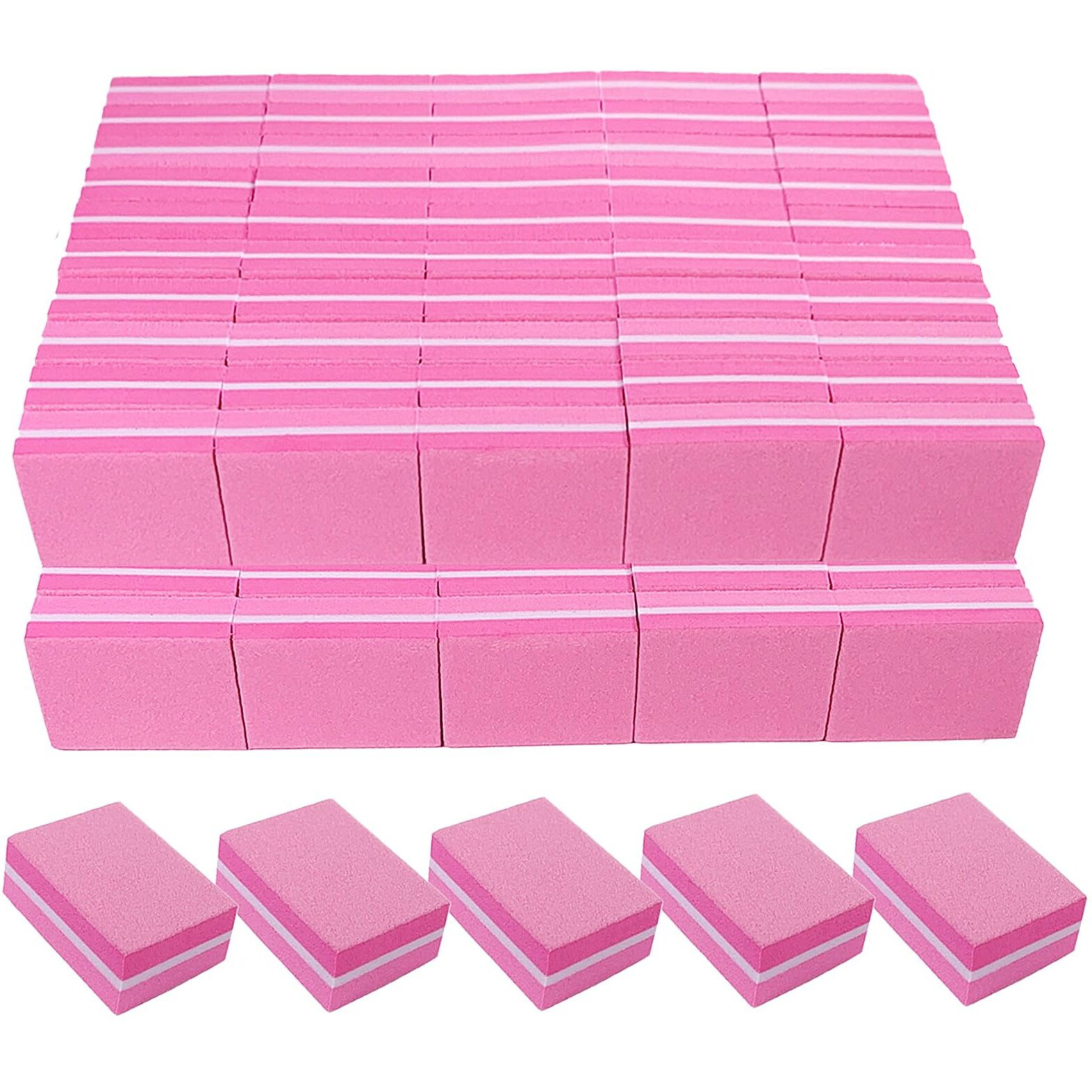 180/240 Grit Nail Buffers (100 Pack)  Mini Buffer Block Nail File For Acrylic Nails And Natural Nails  Professional Nail Buffer Block Bulk Buffing Blocks For Nail Buff Manicure File Blocks Set Pink
