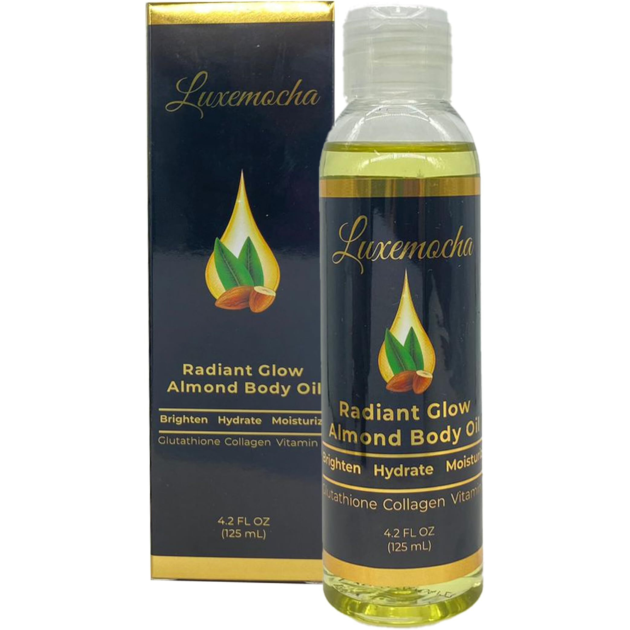 Luxemocha Skin Brightening Body Oil - With Collagen  Glutathione  Almond Oil & Vitamin E |Evens Out Skin Tone  Reduces Fine Lines  Wrinkles And Dark Spots 125Ml/4.2 Fl Oz Bottle