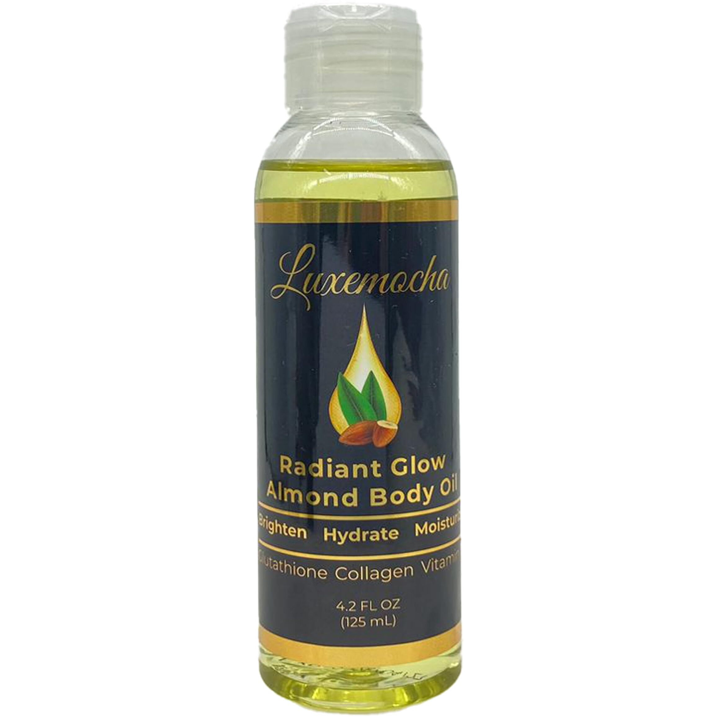 Luxemocha Skin Brightening Body Oil - With Collagen  Glutathione  Almond Oil & Vitamin E |Evens Out Skin Tone  Reduces Fine Lines  Wrinkles And Dark Spots 125Ml/4.2 Fl Oz Bottle