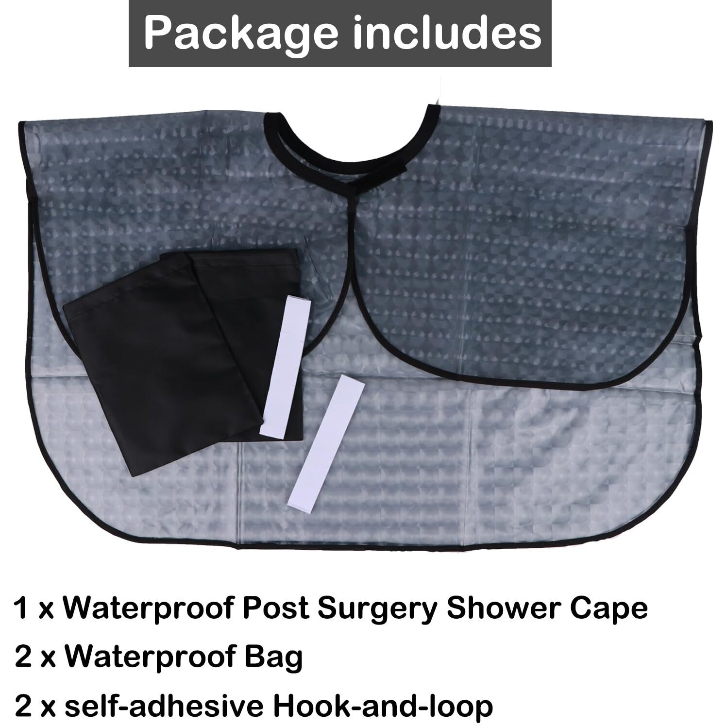Waterproof Post Surgery Shower Cape Cover Mastectomy Chest Shoulder Arm Shower Protection With Drain Pockets