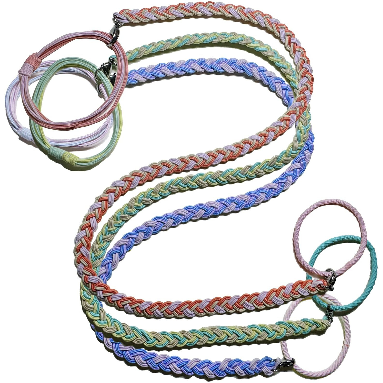 Elastic Spiral Hair Ties For Long Thick Curly Hair  27"" Soft Ponytail Holders Braided Pony Tails Wrap Hair Tie No Damage For Women Girls Stretchy Hair Bands For Wind Sports Motorcycle Skiing -3 Packs