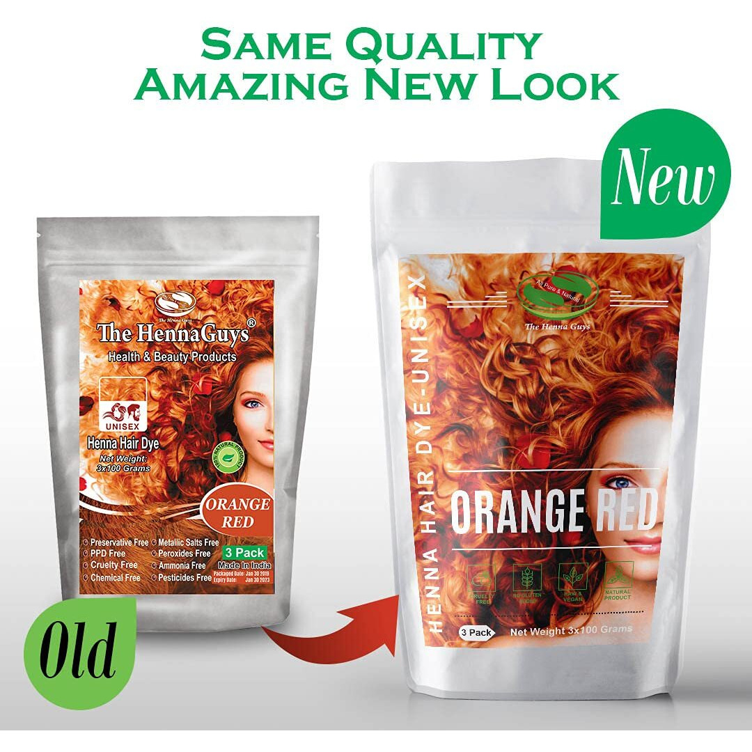 3 Packs Of Red/Orange Henna Hair & Beard Color/Dye 100 Grams - Natural Hair Color  Plant-Based Hair Dye - The Henna Guys