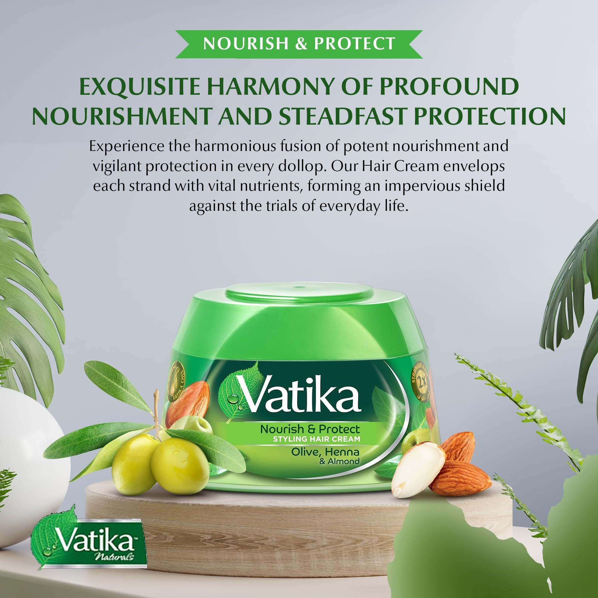 Dabur Vatika Naturals Hair Cream  Natural Moisturizing Hair Cream For Men And Women With All Hair Types - Short  Long  Dry Or Color-Treated Hair  Scalp Hydrating Moisturizer (210Ml  Nourish & Protect)