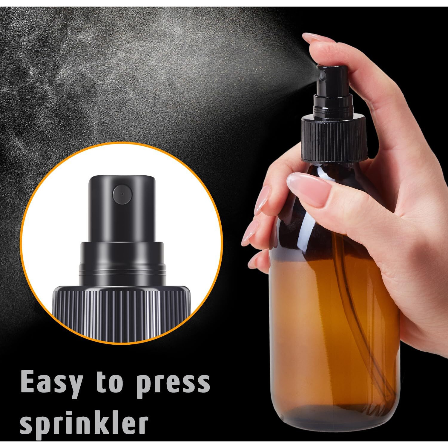 Tecohouse Amber Glass Spray Bottles 8.8 Oz  2 Pack Empty Spray Bottle For Essential Oils  Small Glass Bottles For Cleaning Solutions  Plants  Hair With Durable Nozzle  Labels  Funnel