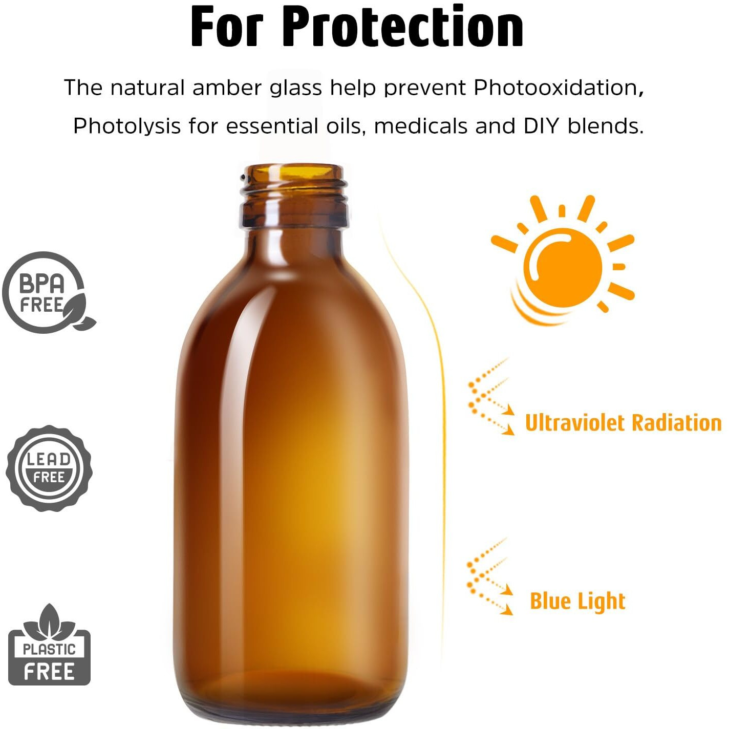 Tecohouse Amber Glass Spray Bottles 8.8 Oz  2 Pack Empty Spray Bottle For Essential Oils  Small Glass Bottles For Cleaning Solutions  Plants  Hair With Durable Nozzle  Labels  Funnel