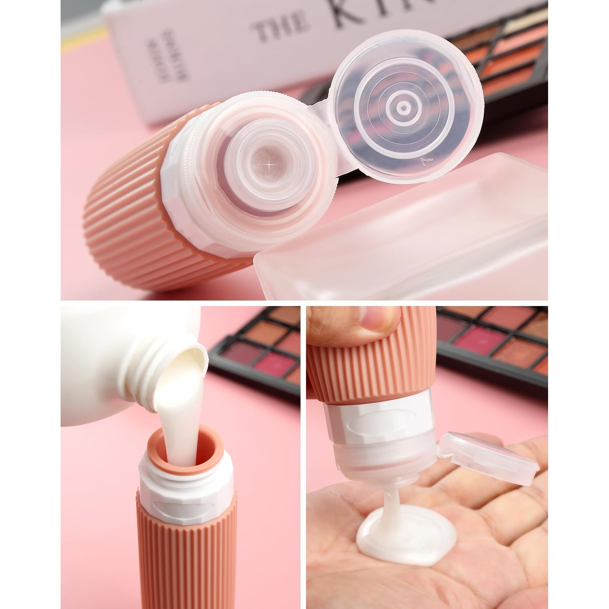 Mrsdry Travel Bottles For Toiletries 8 Pack  Tsa Approved Travel Size Toiletries 3 Oz  Travel Containers For Toiletries  With Clear Bag  Leak Proof Silicone Squeezable Travel Essentials Creams Jars