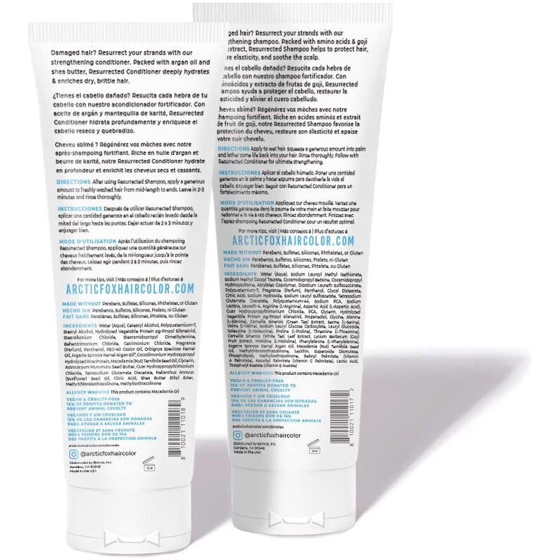 Arctic Fox Vegan & Cruelty Free Resurrected Strengthening Color Safe & Sulfate Free Shampoo And Conditioner For All Hair Types (Shampoo & Conditioner)