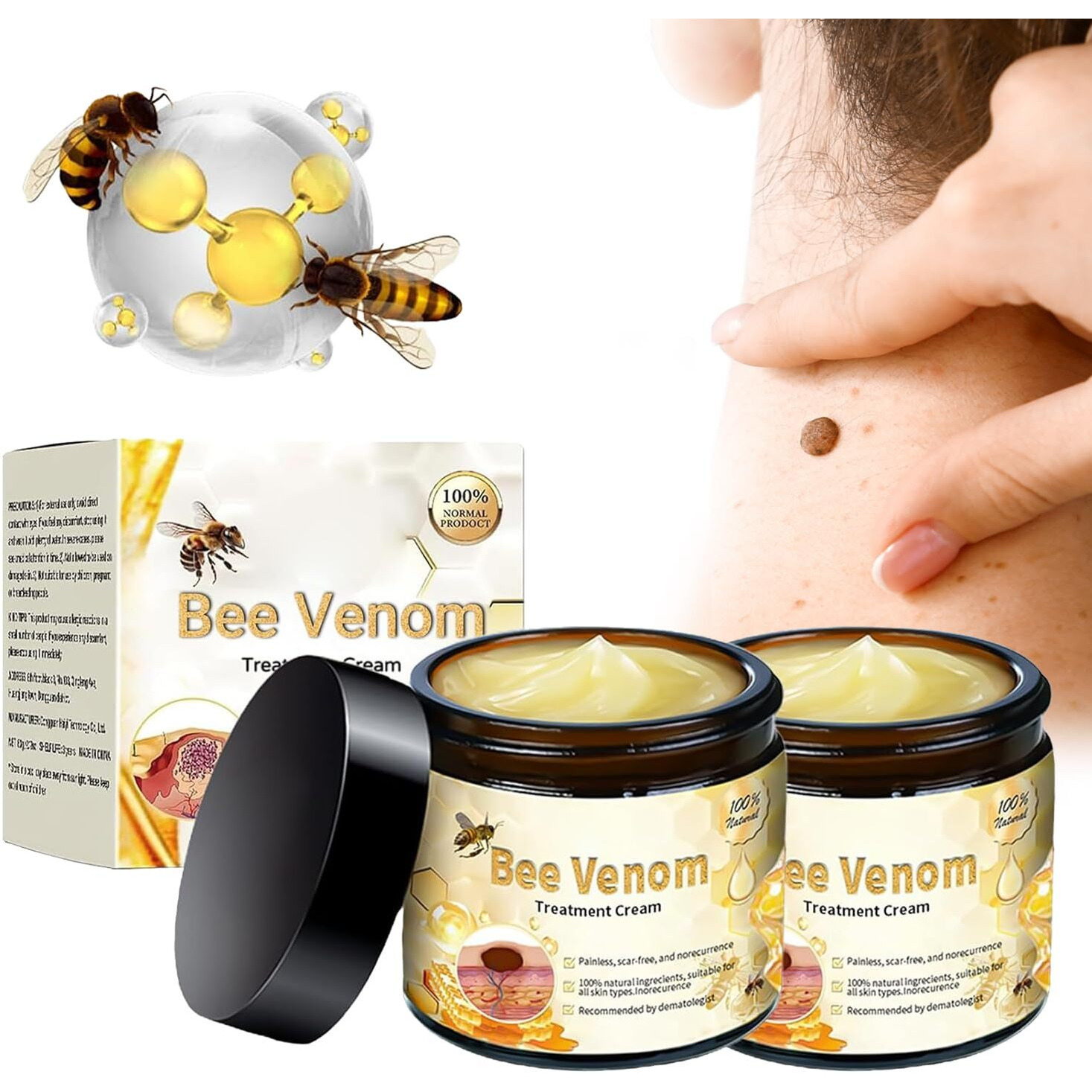 Bee Venom Cream  2025 New Professional Bee Venom Treatment Cream  Natural Bee Venom Repair Cream  Bee Venom Treatment Gel  Suitable For All Skin Types (2 Bottles)