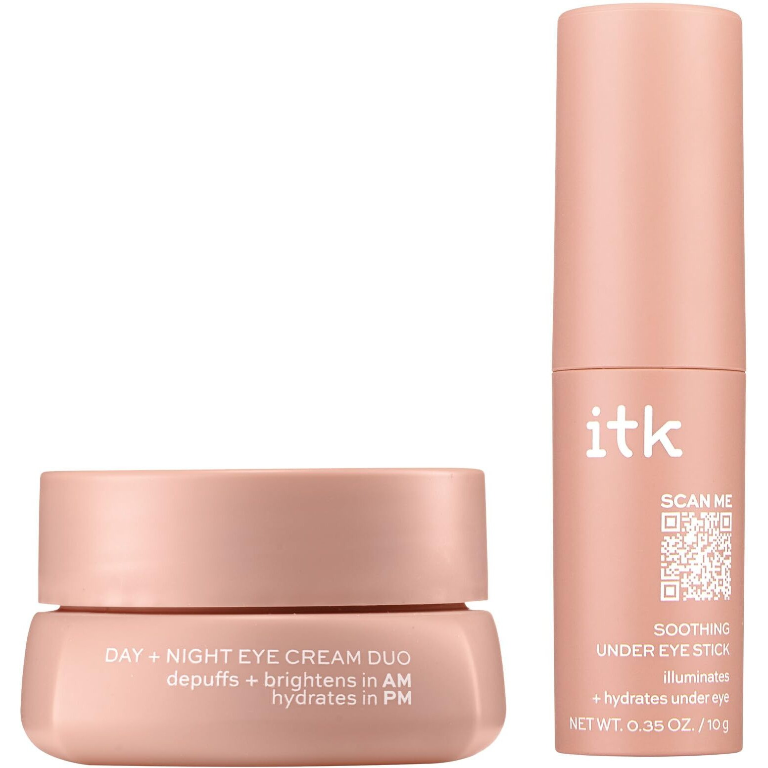 Itk Skincare Caffeine + Under Eye Stick Serum For Dark Circles - Anti Aging + Day + Night Face Cream Duo - Am Day Cream With Vitamin C To Depuff Under Eyes + Brighten - Pm Night Cream With Ceramides