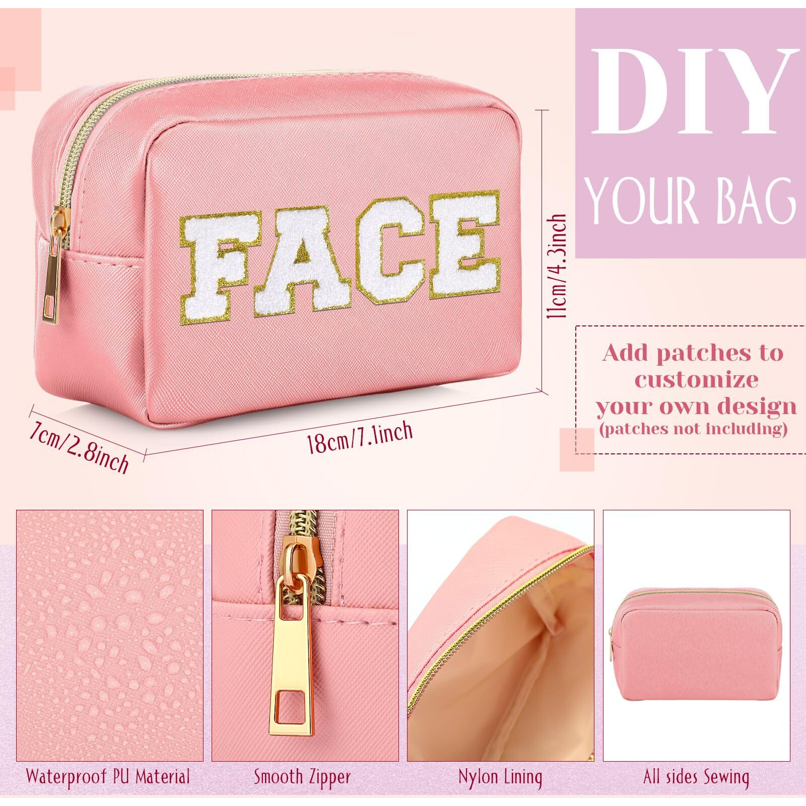 Sweetude 10 Pcs Preppy Makeup Bag Bulk Cosmetic Bag Valentine's Day Gift Return Gifts For Women Diy Toiletry Bag Birthday Gift Pu Leather Skincare Pouch Small Makeup Bag(Pink And Purple)