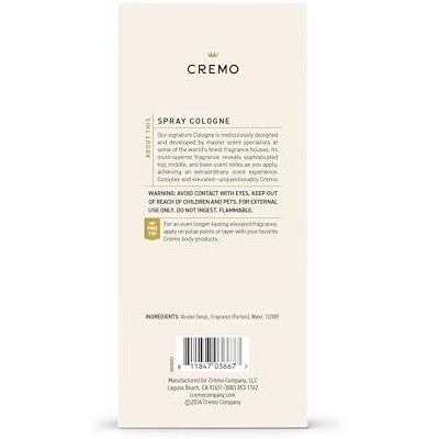 Cremo Italian Bergamot Cologne Spray  A Combination Of Italian Bergamot  Neroli Blossom  And Fresh Vetiver  3.4 Fl Oz