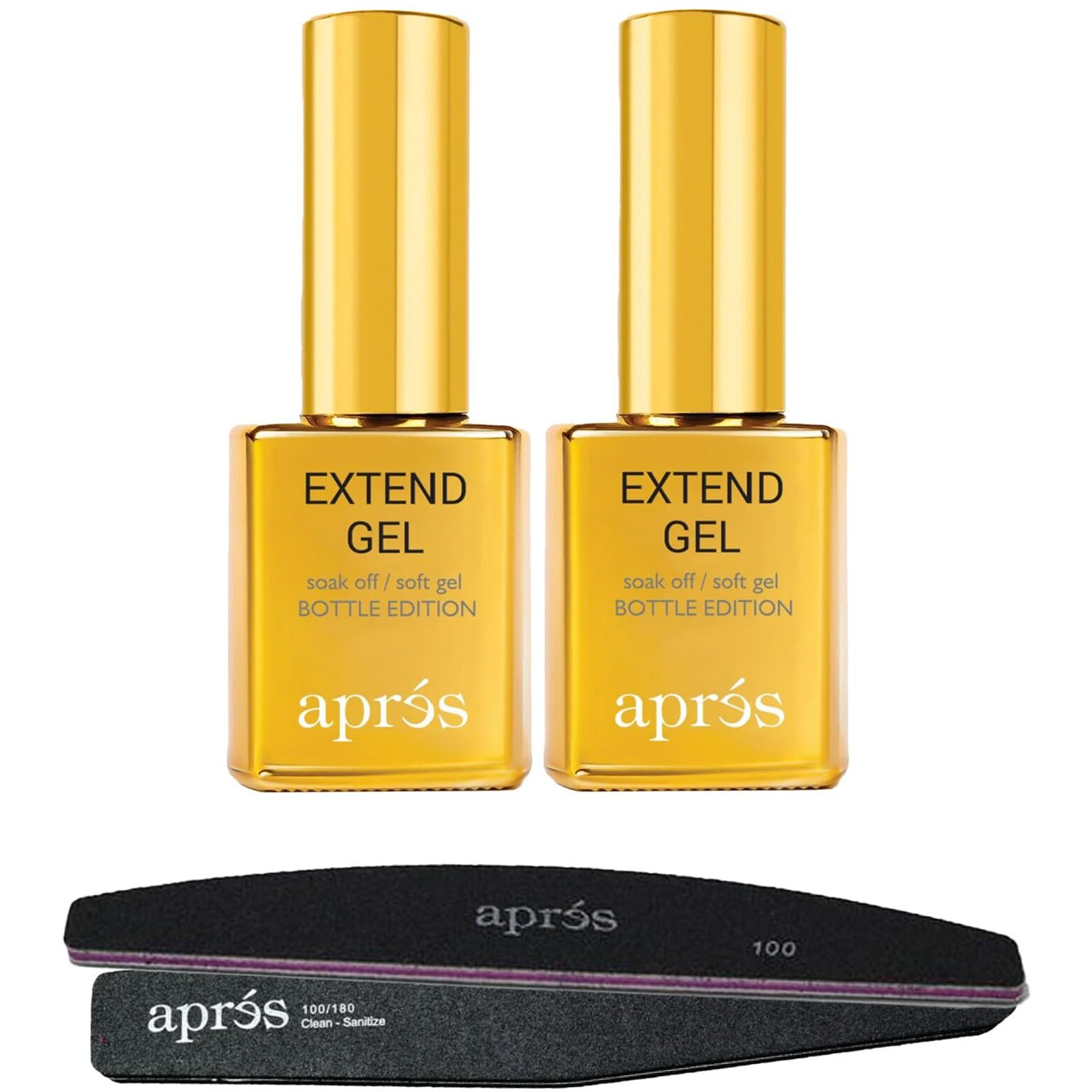 Apres Extend Gel 2-Pack With Curved Nail File And Nail Buffer - Gel-X Nail Care Set