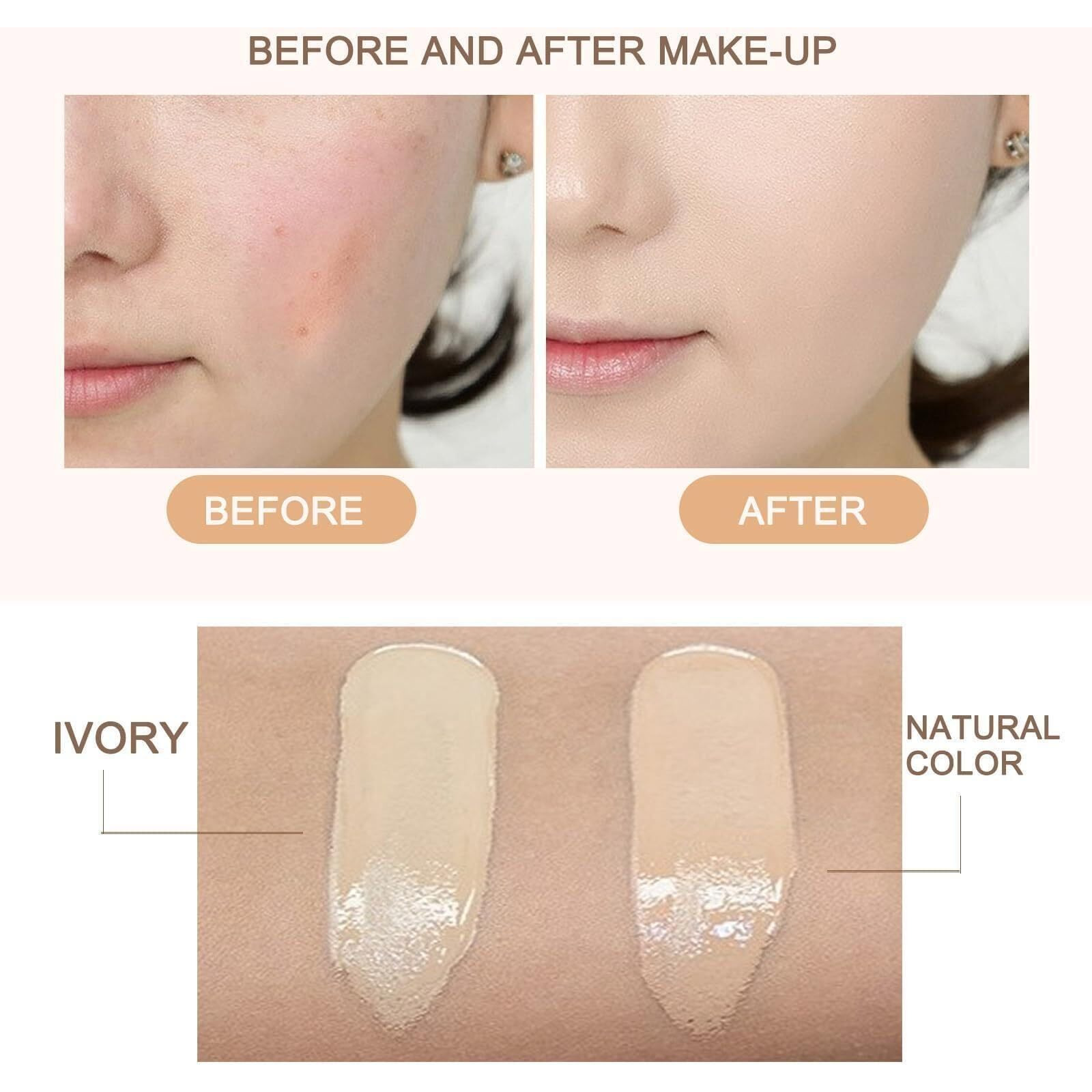 Beauty Cream  Beauty Linasi Clear Cover Beauty Cream  Air Cushion Cc Cream  Moisturizing Concealer  Makeup Long Lasting (A-Lvory)
