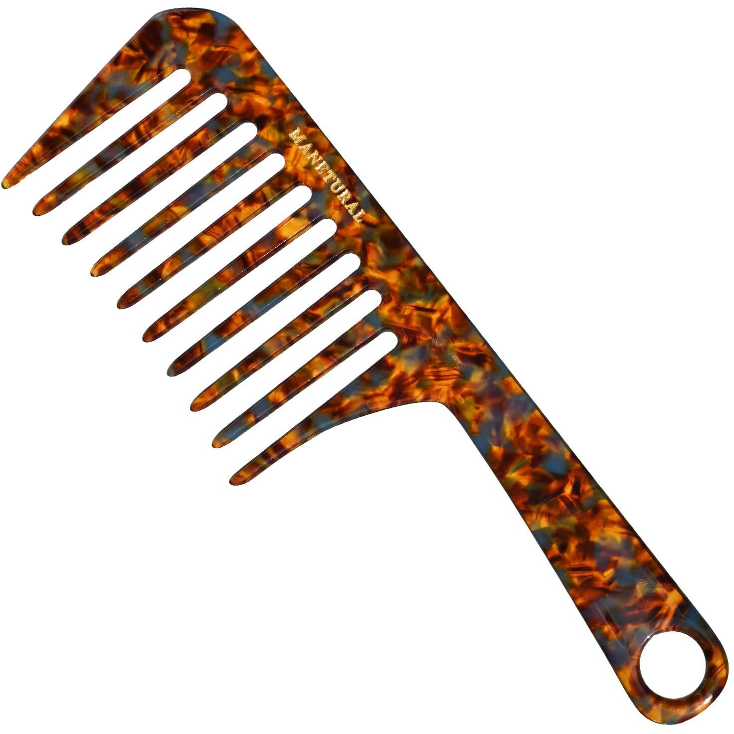Manetural D1 | Wide Tooth Comb 7.4 "&quotFor Easy Portability. Suitable For Women 's/Girl Curly  Curly And Tight Hair  The Short Handle Design Is Easy To Carry. Acetate Comb (Tortoise A)