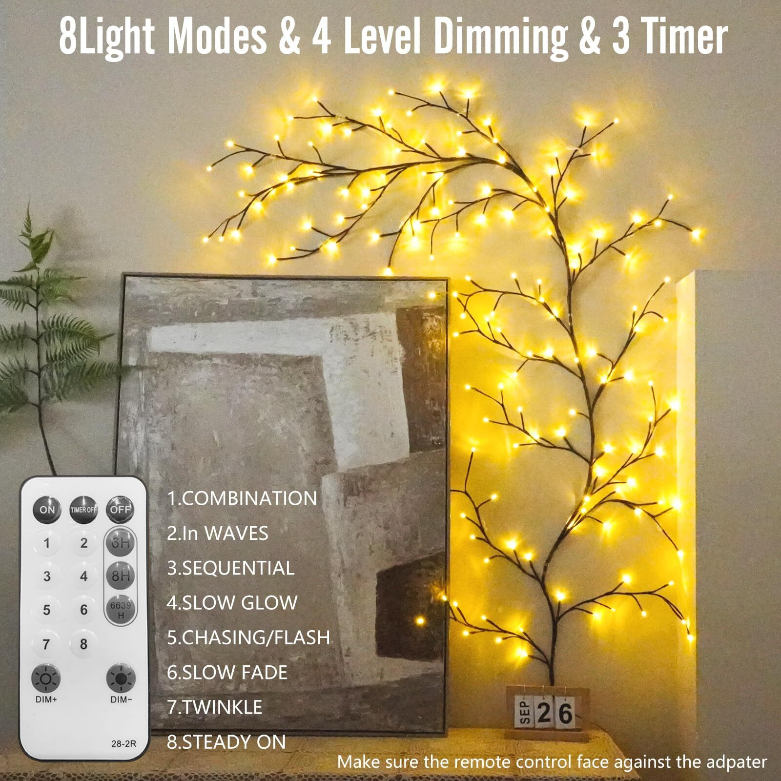 Enchanted Willow Vine Room Decor 7.5Ft Home Decorations Flexible Fairy Lights With Remote Control  144 Leds Twinkle Tree Lighted Branches For Wall Bedroom Living Room (2 Pack)