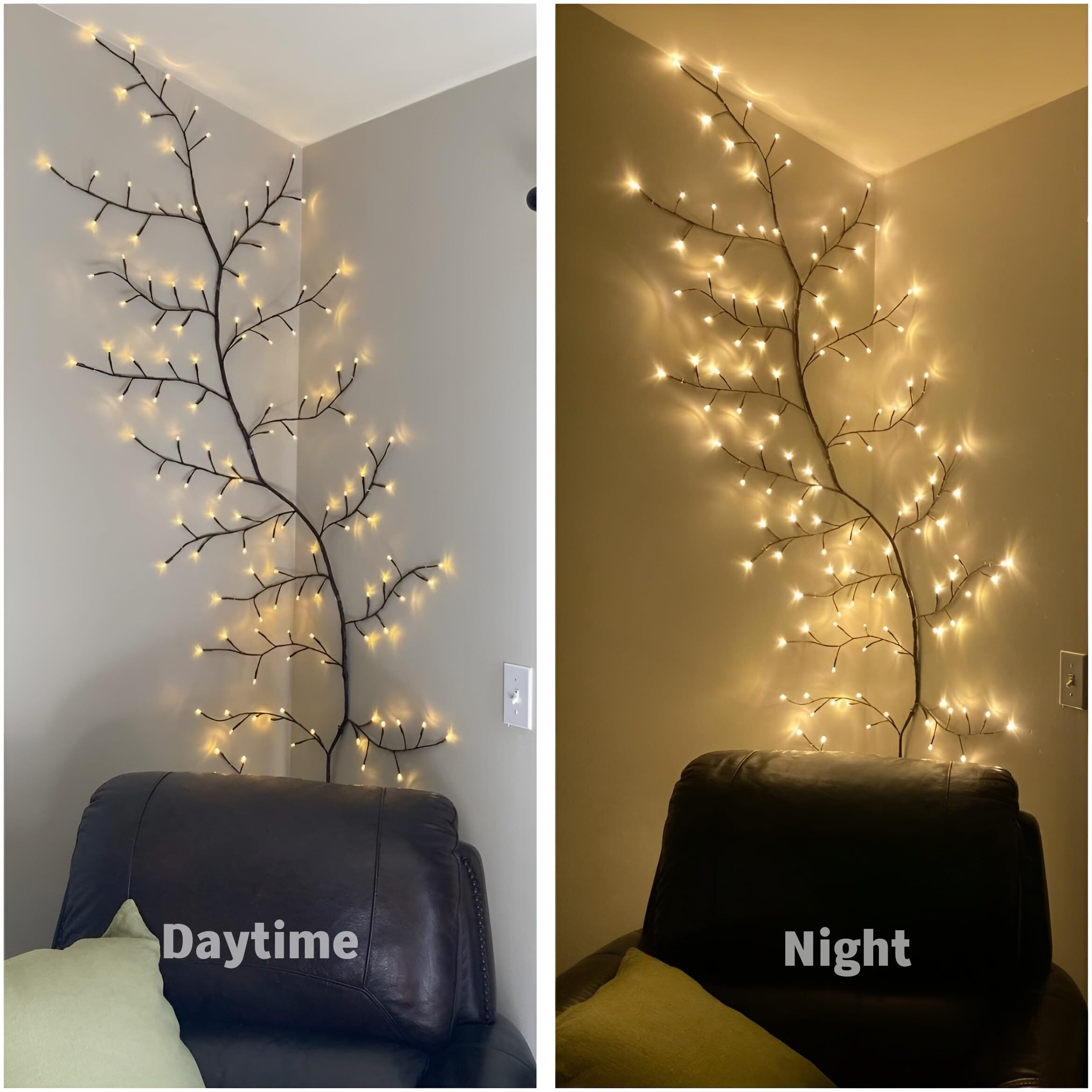 Enchanted Willow Vine Room Decor 7.5Ft Home Decorations Flexible Fairy Lights With Remote Control  144 Leds Twinkle Tree Lighted Branches For Wall Bedroom Living Room (2 Pack)