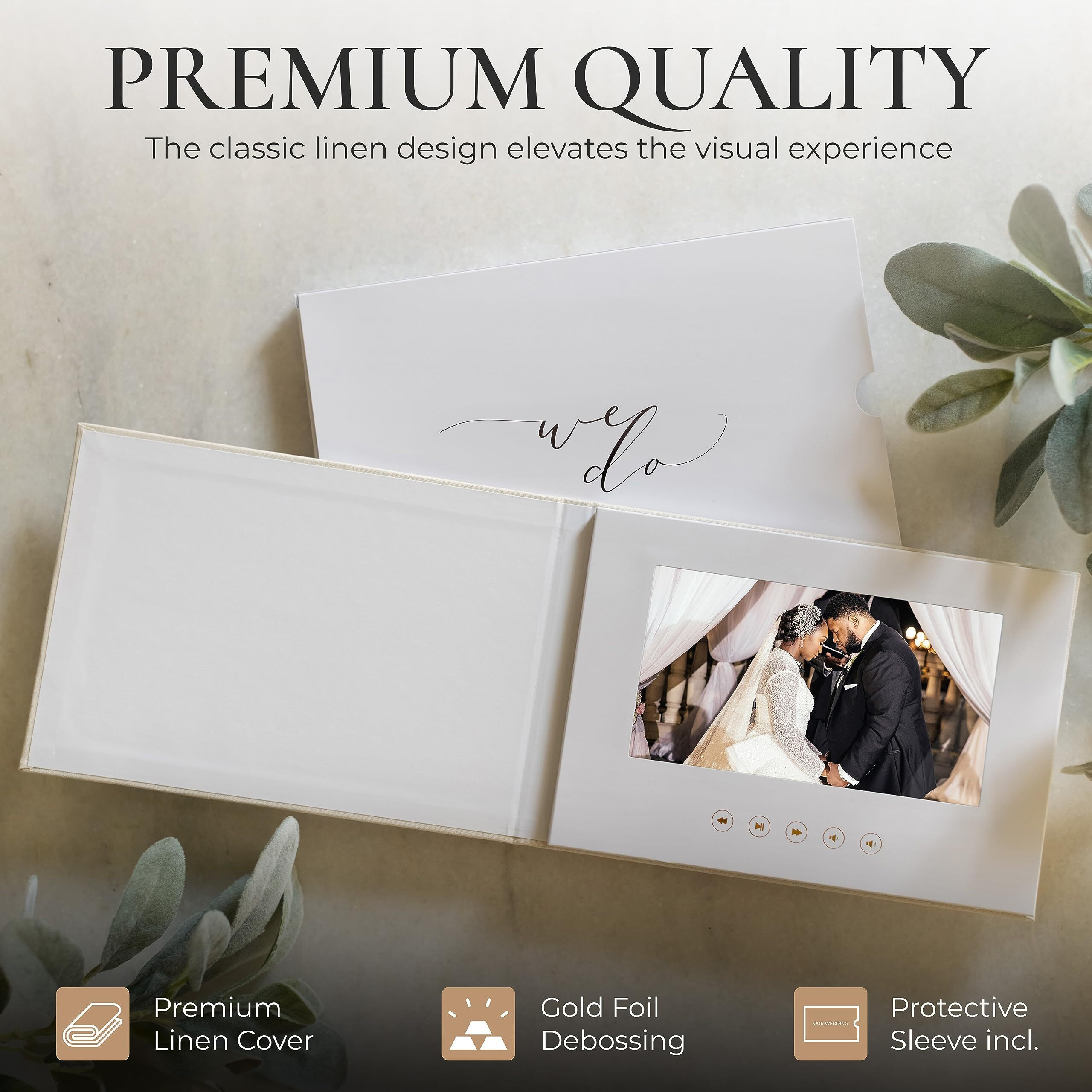 The Motion Books (We Do) | Luxury Linen Bound Wedding Video Book | Wedding Video Album | Up To 3 Hours Of Video  7  Ips Display  4Gb Of Memory & Rechargeable Battery